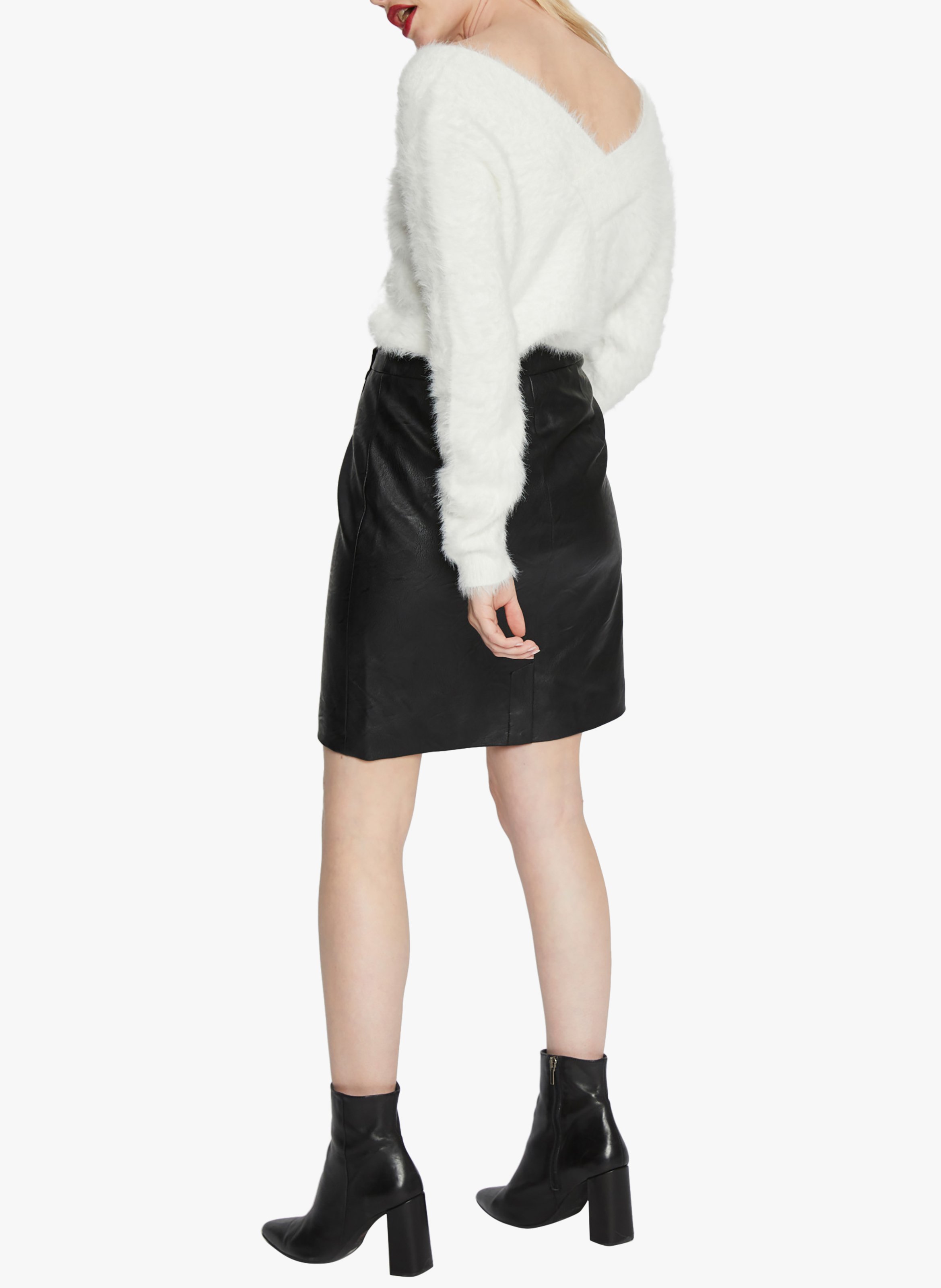 Pull décolleté V devant et dos en maille mélangée MORGAN Beige