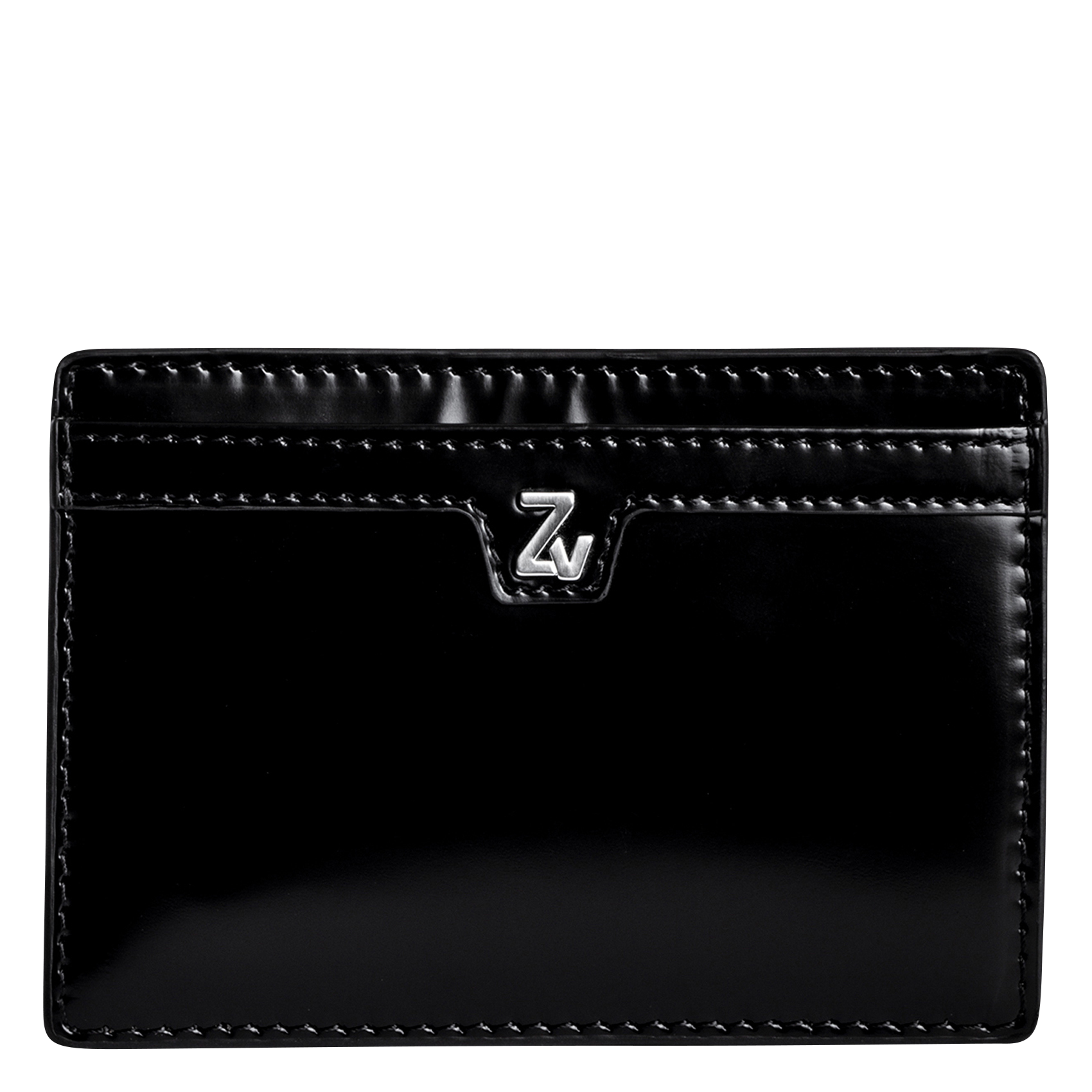 Glazed Leather Card Holder Noir Zadig&voltaire Men Place des Tendances