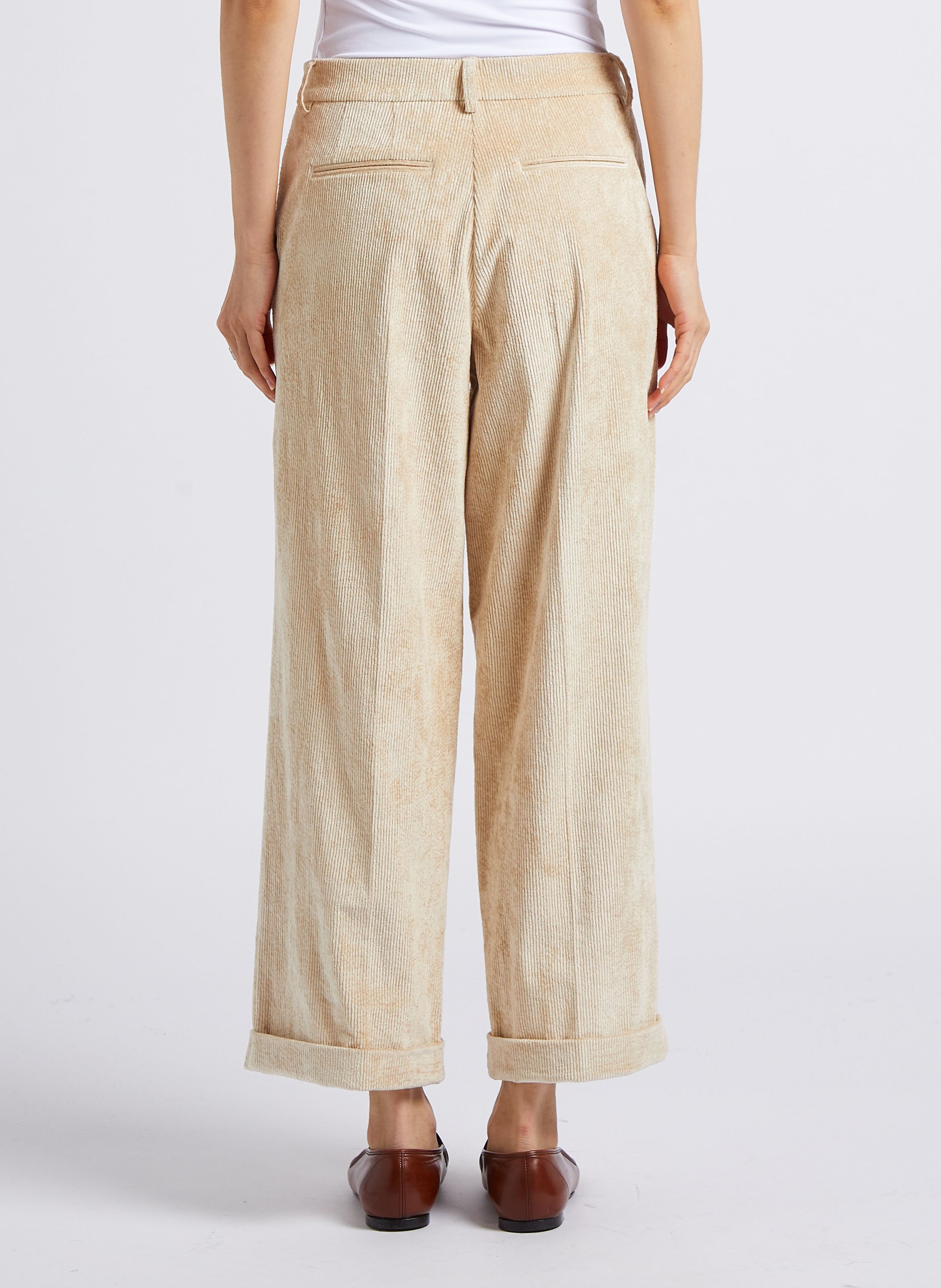 Pantalon large en coton mélangé MOMONI Beige