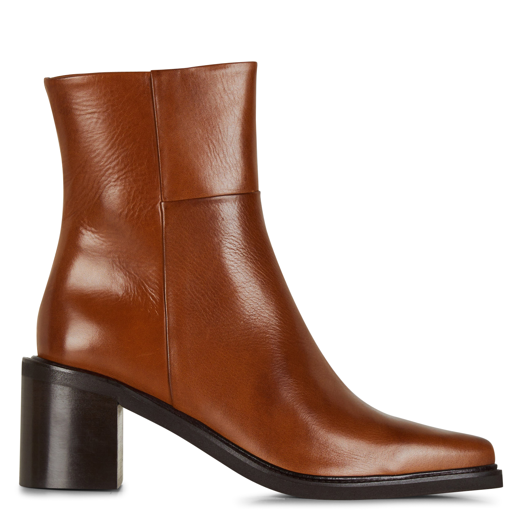 Effen leren enkellaarzen met textuur BILLI BI Bruin