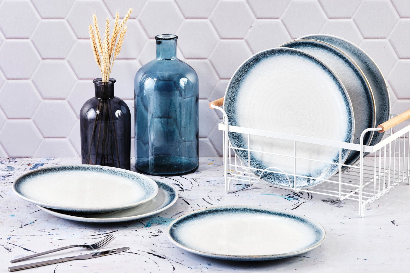 Cosmos 27.5cm Plate - Set of 6 - Cream BJORN Blue