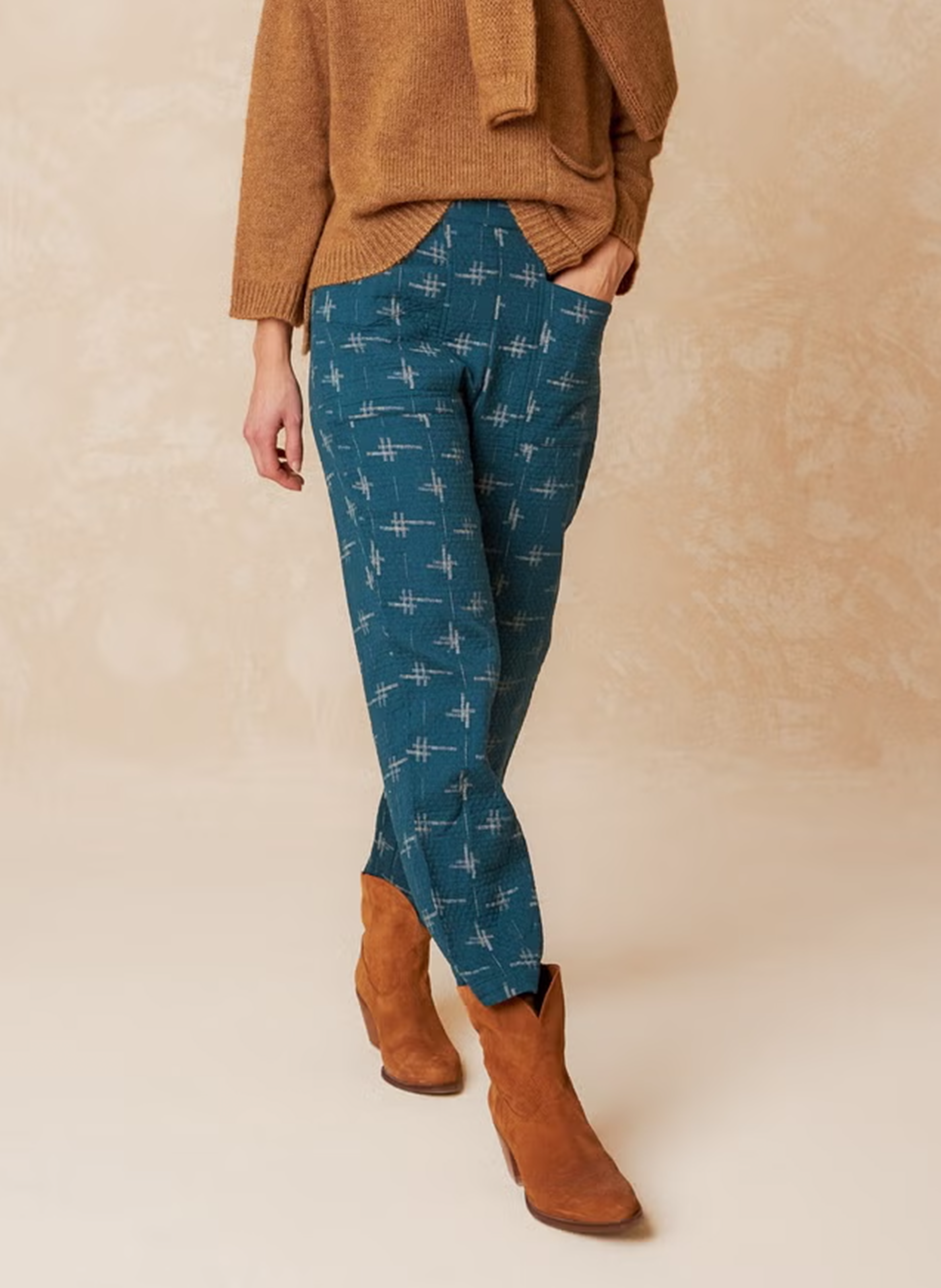 Straight-leg cotton pants INDI & COLD Blue