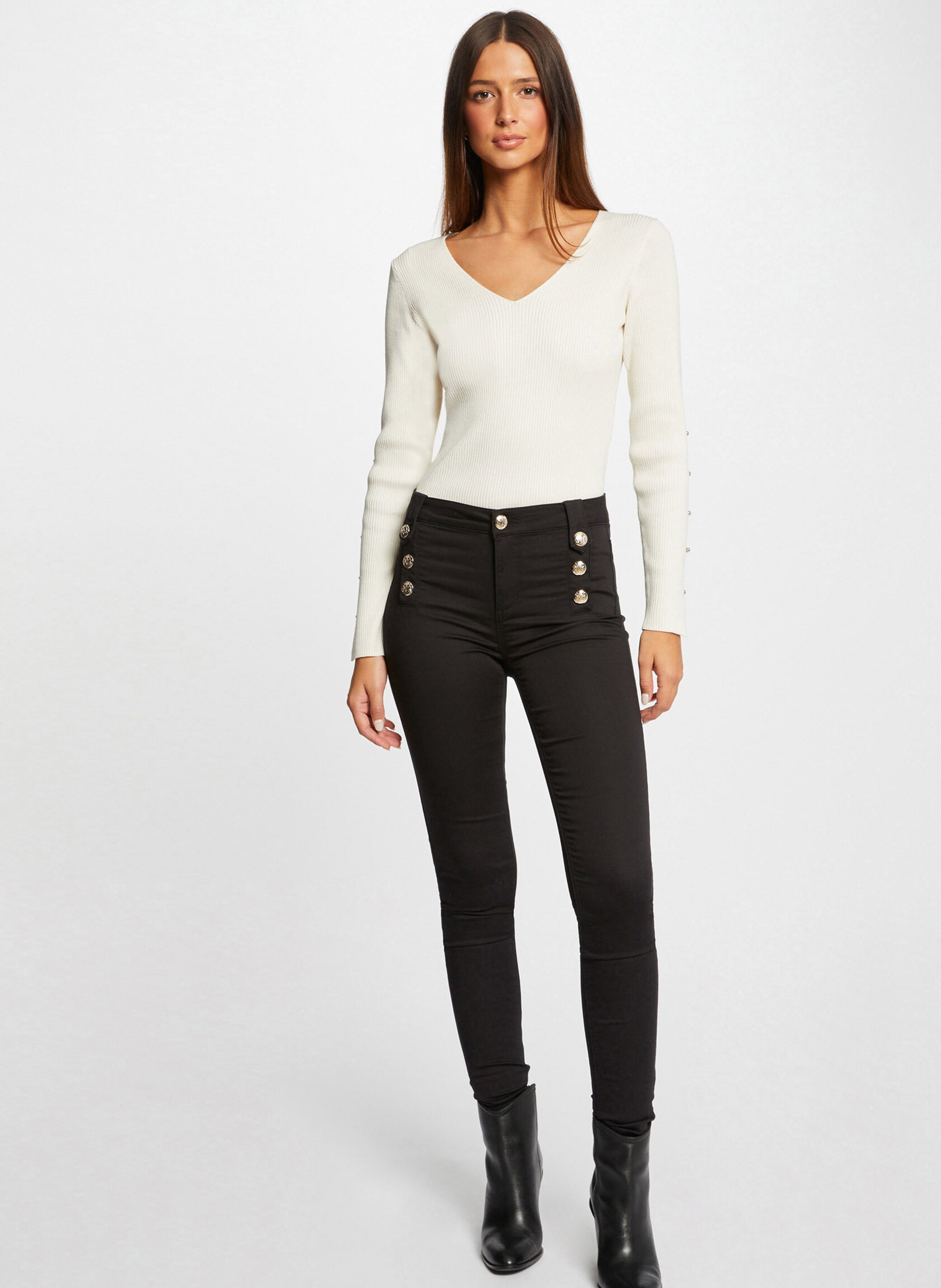 Skinny broek - katoenblend MORGAN Zwart