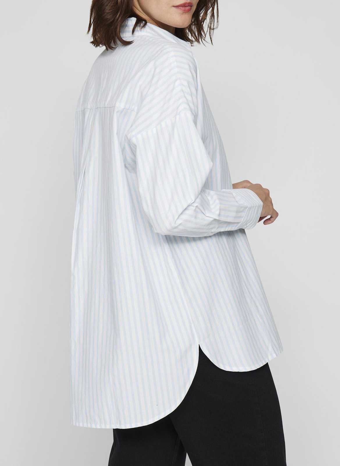 Striped cotton shirt with classic collar VILA Blue