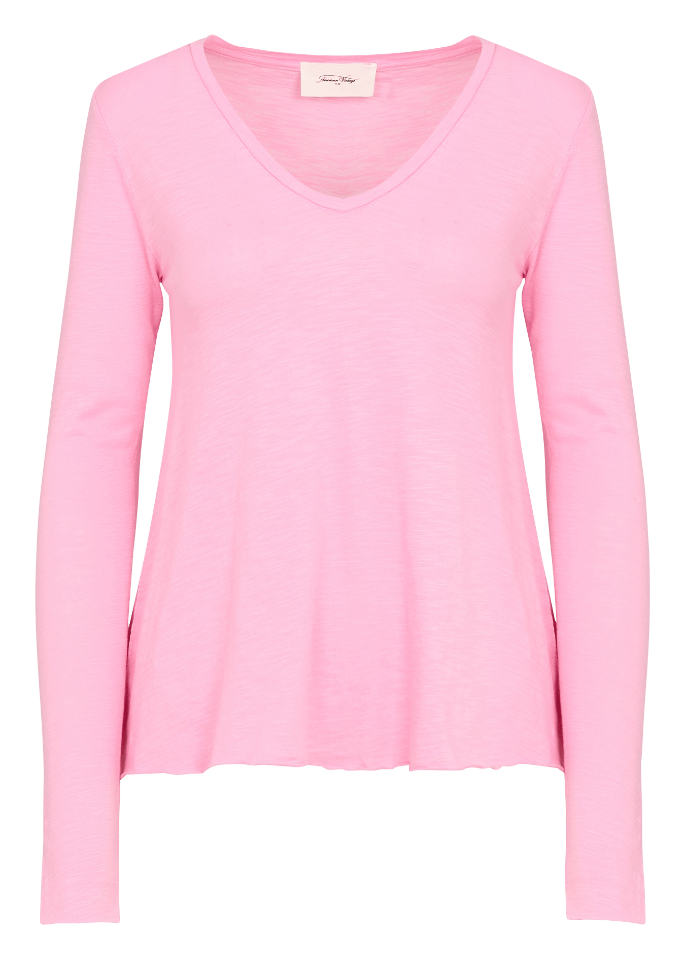 Tee-shirt à col V en coton mélangé | Rose AMERICAN VINTAGE Femme