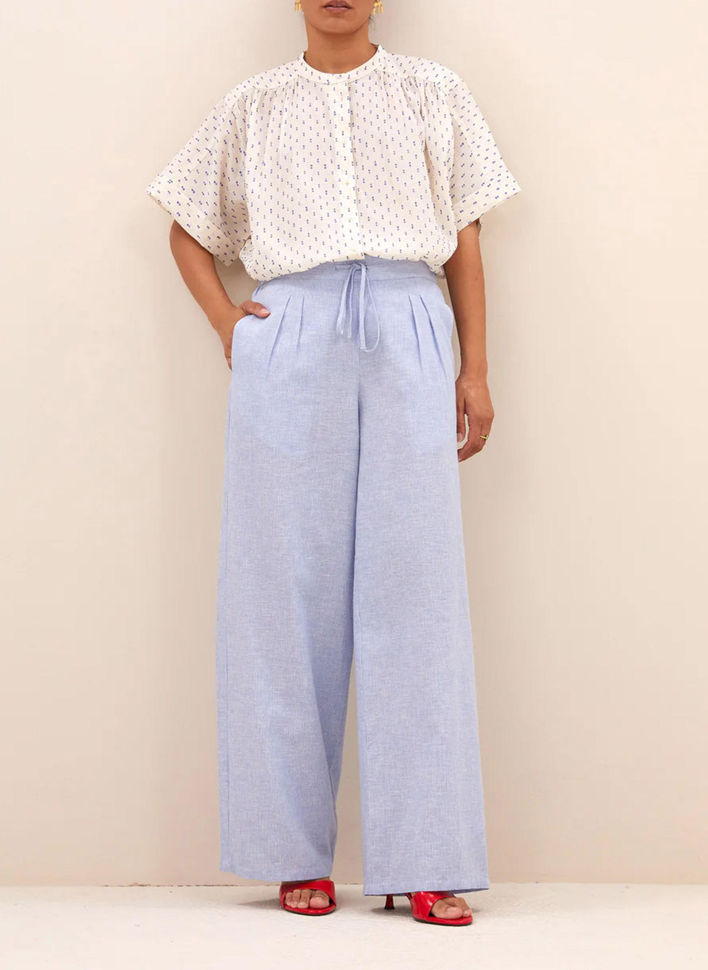 Round-neck printed blouse BY BAR Grey