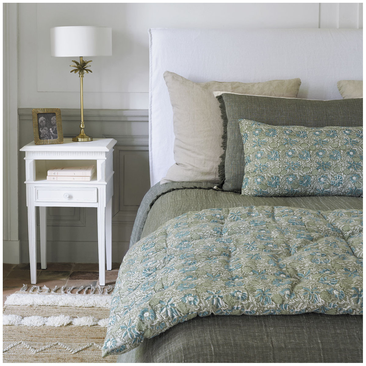 Cotton jungle cushion cover BLANC D'IVOIRE Green