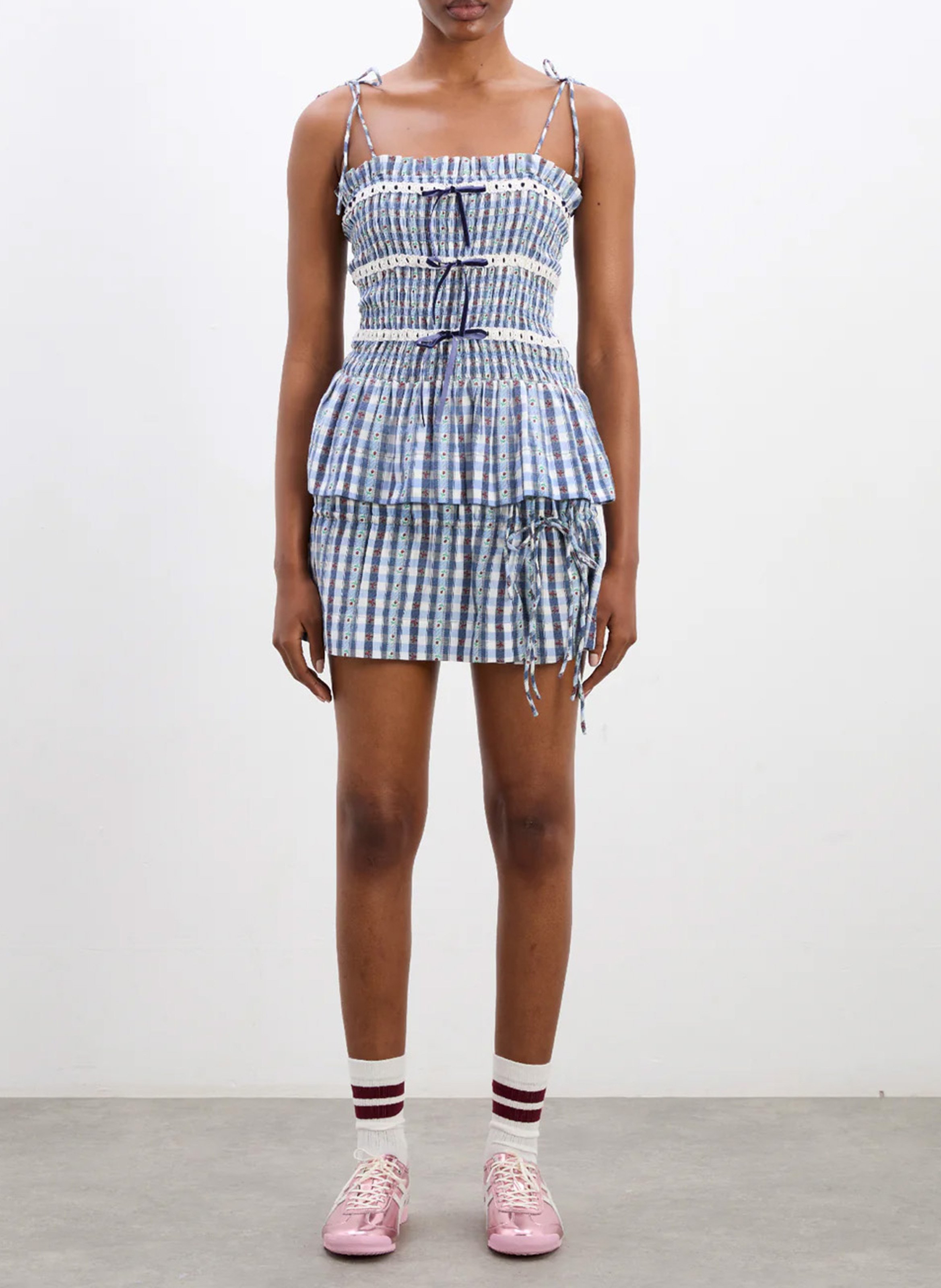 Square Neck Striped Organic Cotton Top DAMSON MADDER Blue