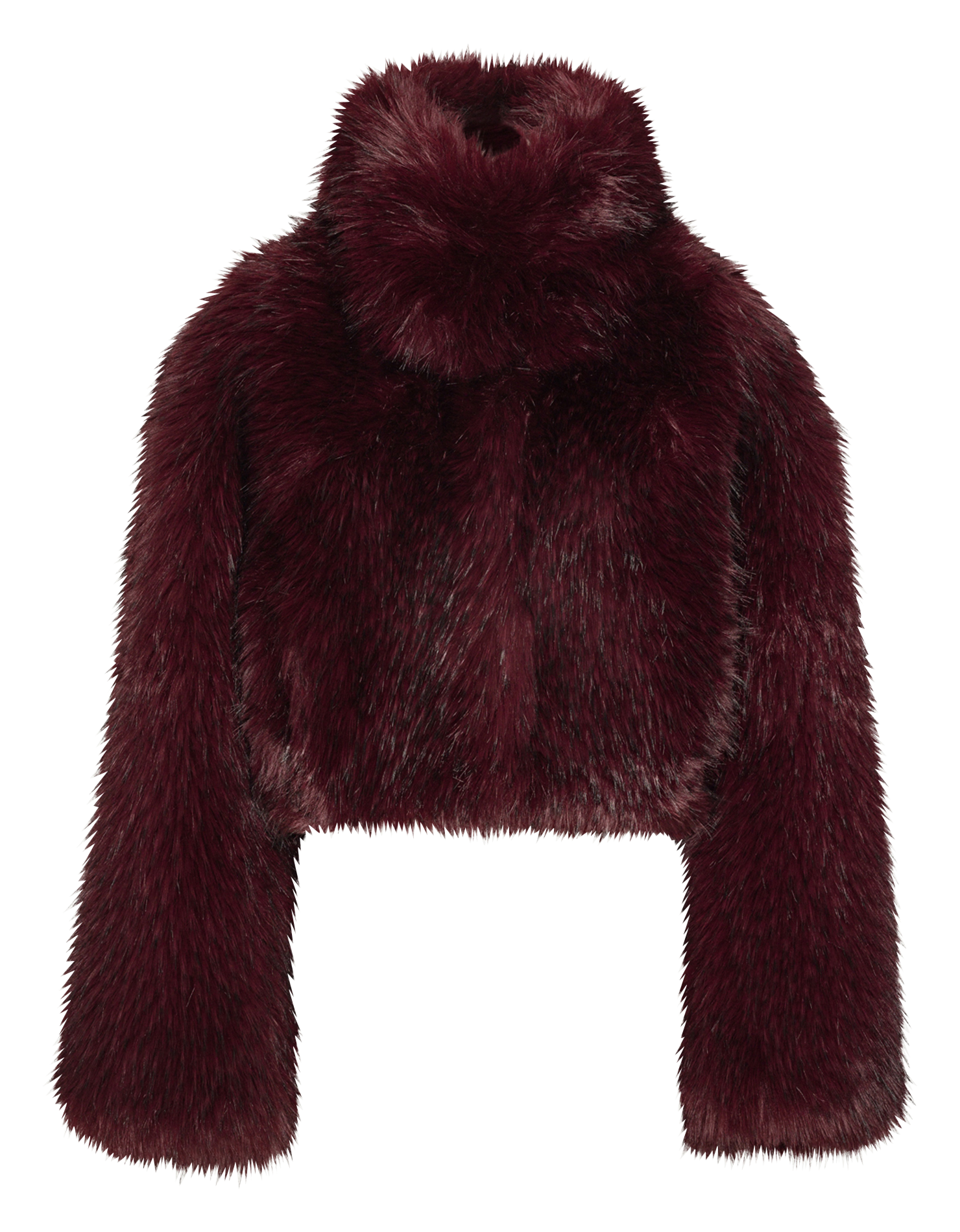 Jacket with high collar and faux fur effect ROTATE Brown