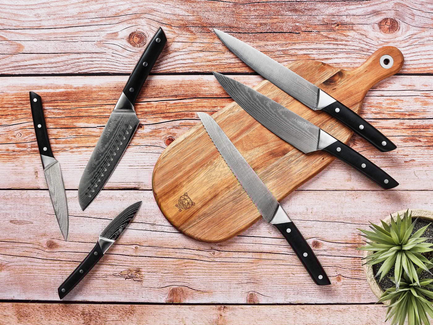 Erling Skagen kitchen knife set - 7 pieces BJORN Black