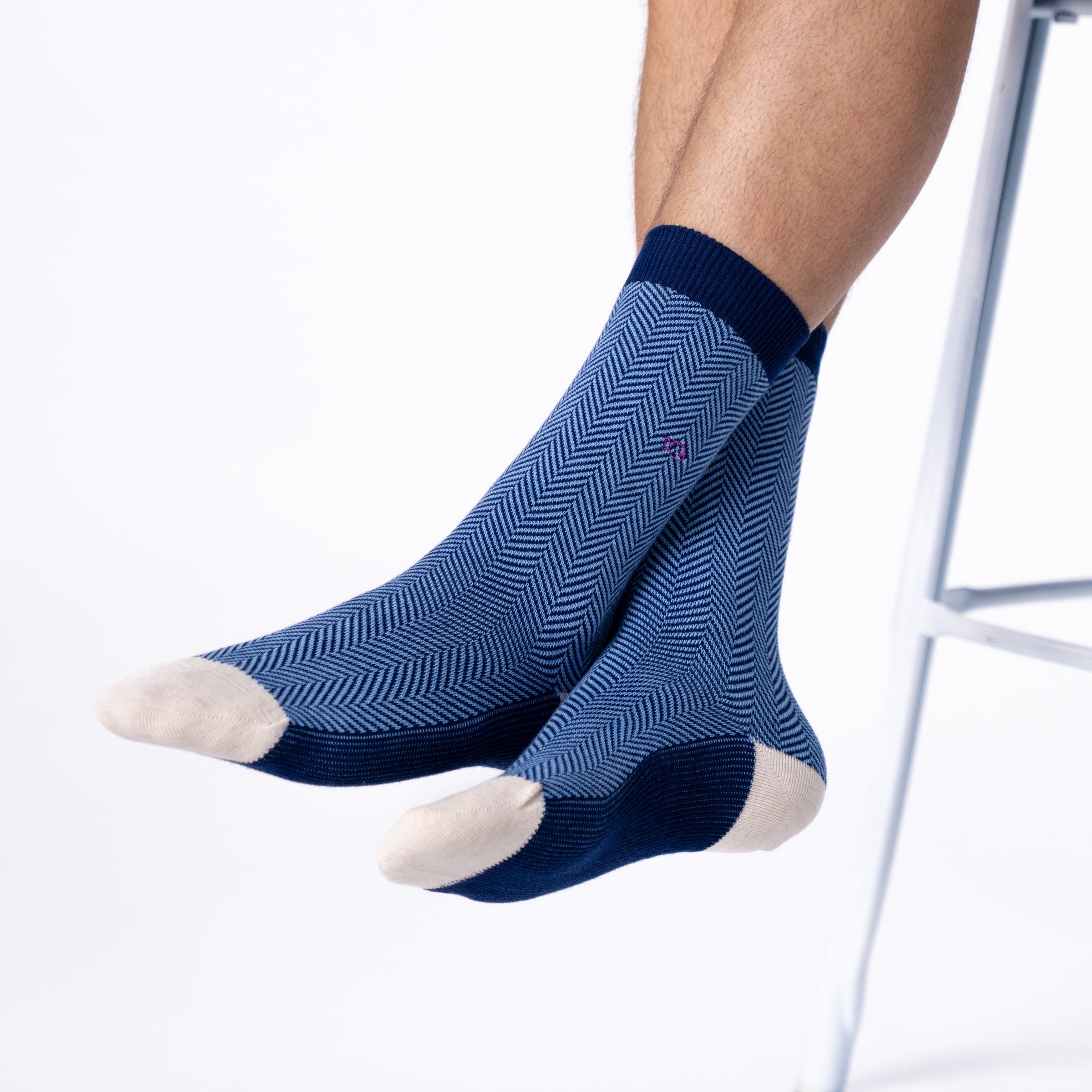 Combed cotton herringbone socks BILLYBELT Blue