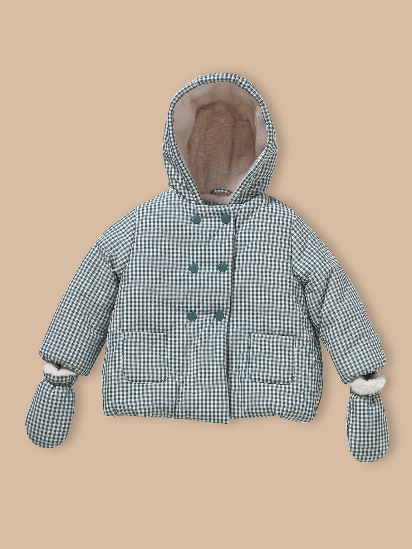 Sherpa-lined padded jacket CYRILLUS Green