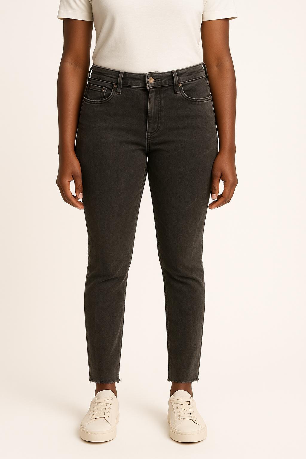 Cropped slim jeans with studs ACNE STUDIOS - Seconde Main Grey