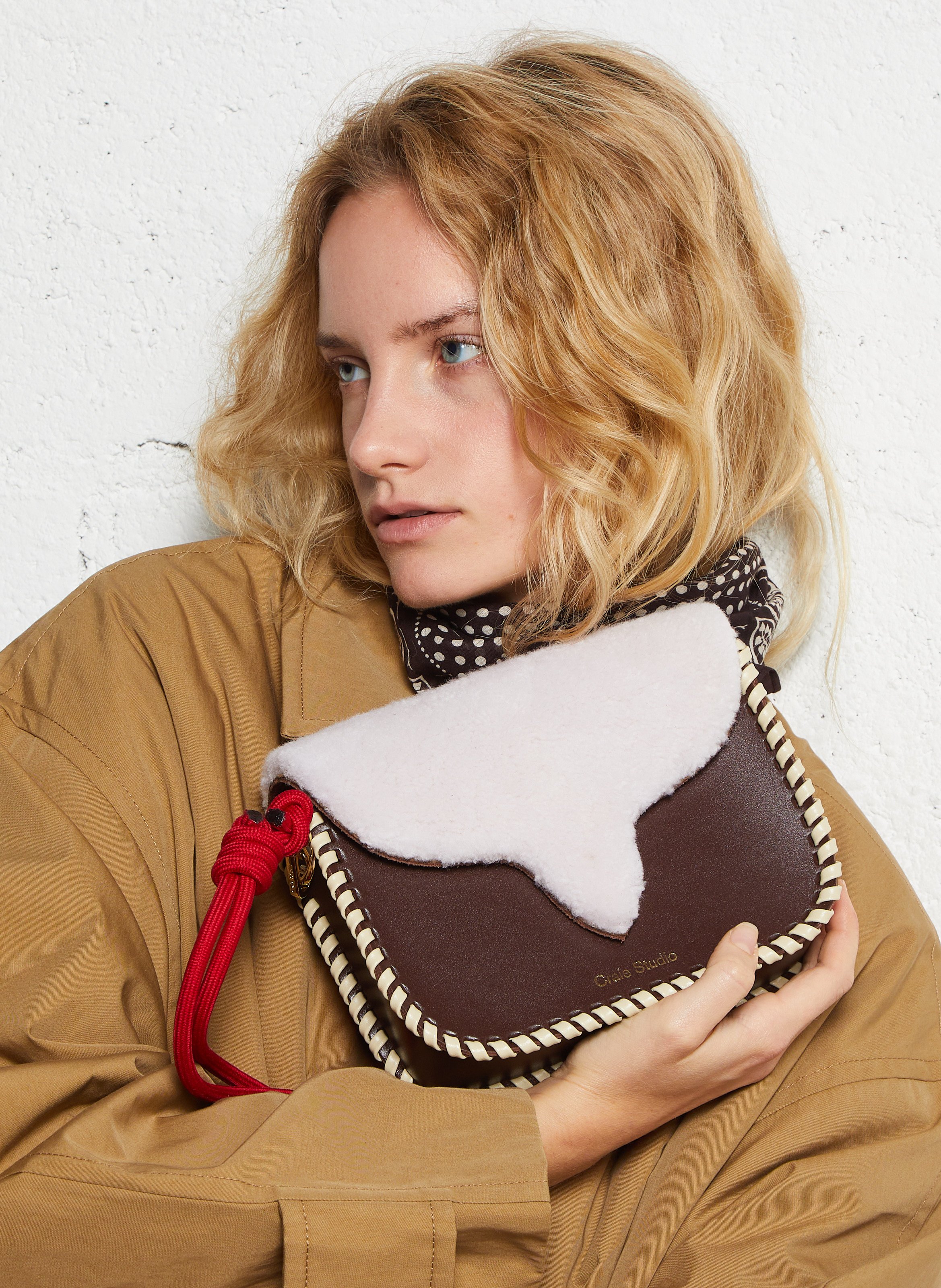 Sac bandoulière bi-matière CRAIE STUDIO Marron