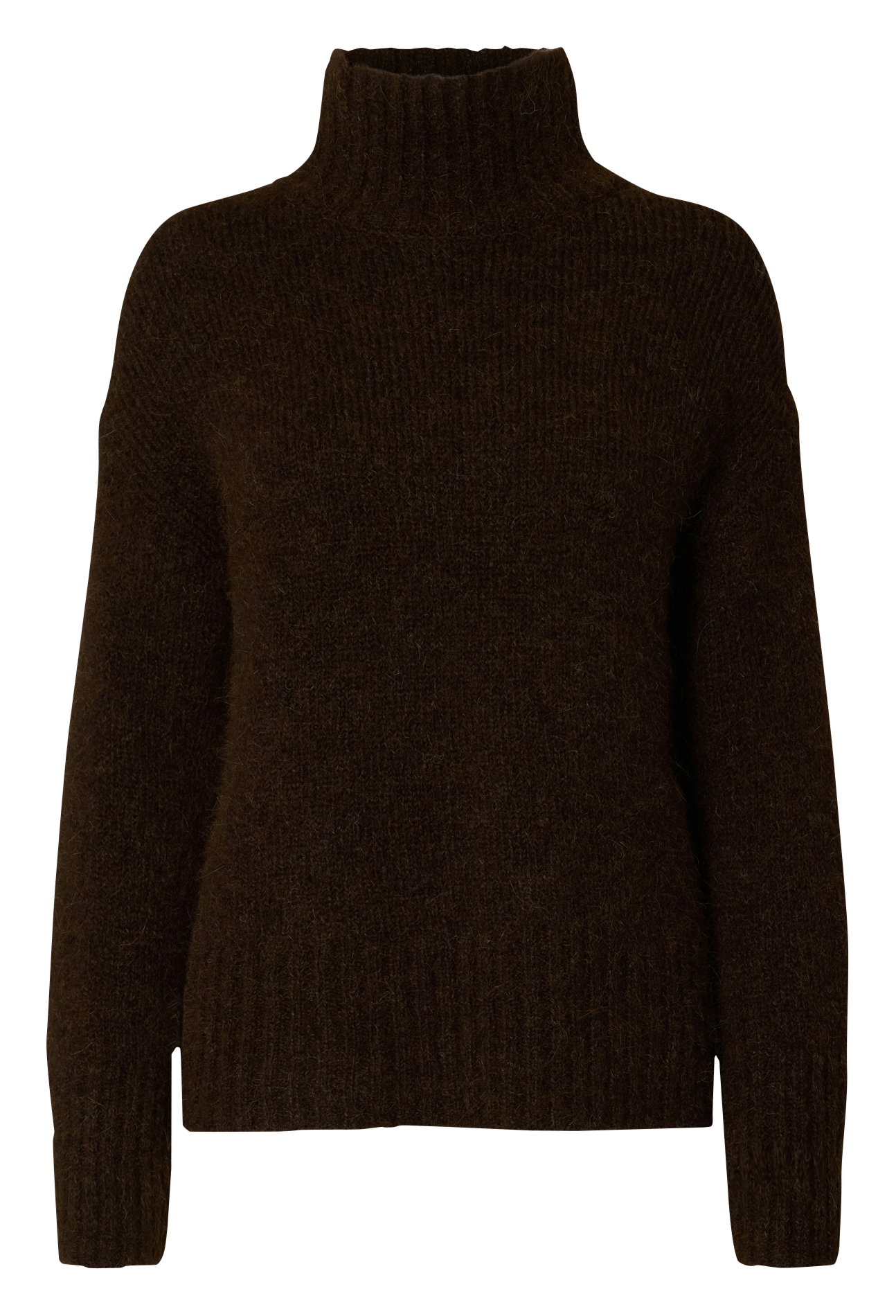 Pull col montant en laine mélangée SELECTED Marron