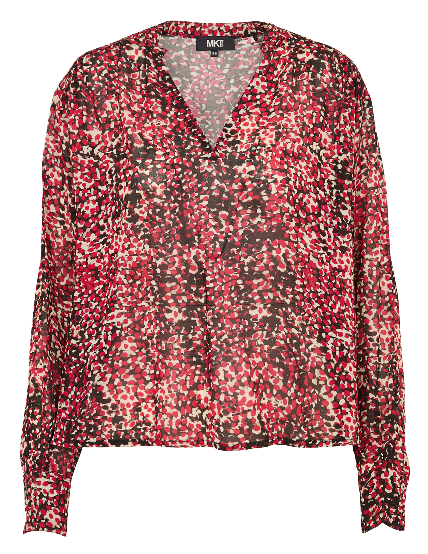 Oversize Bluse mit V-Ausschnitt, fließend MKT Rot