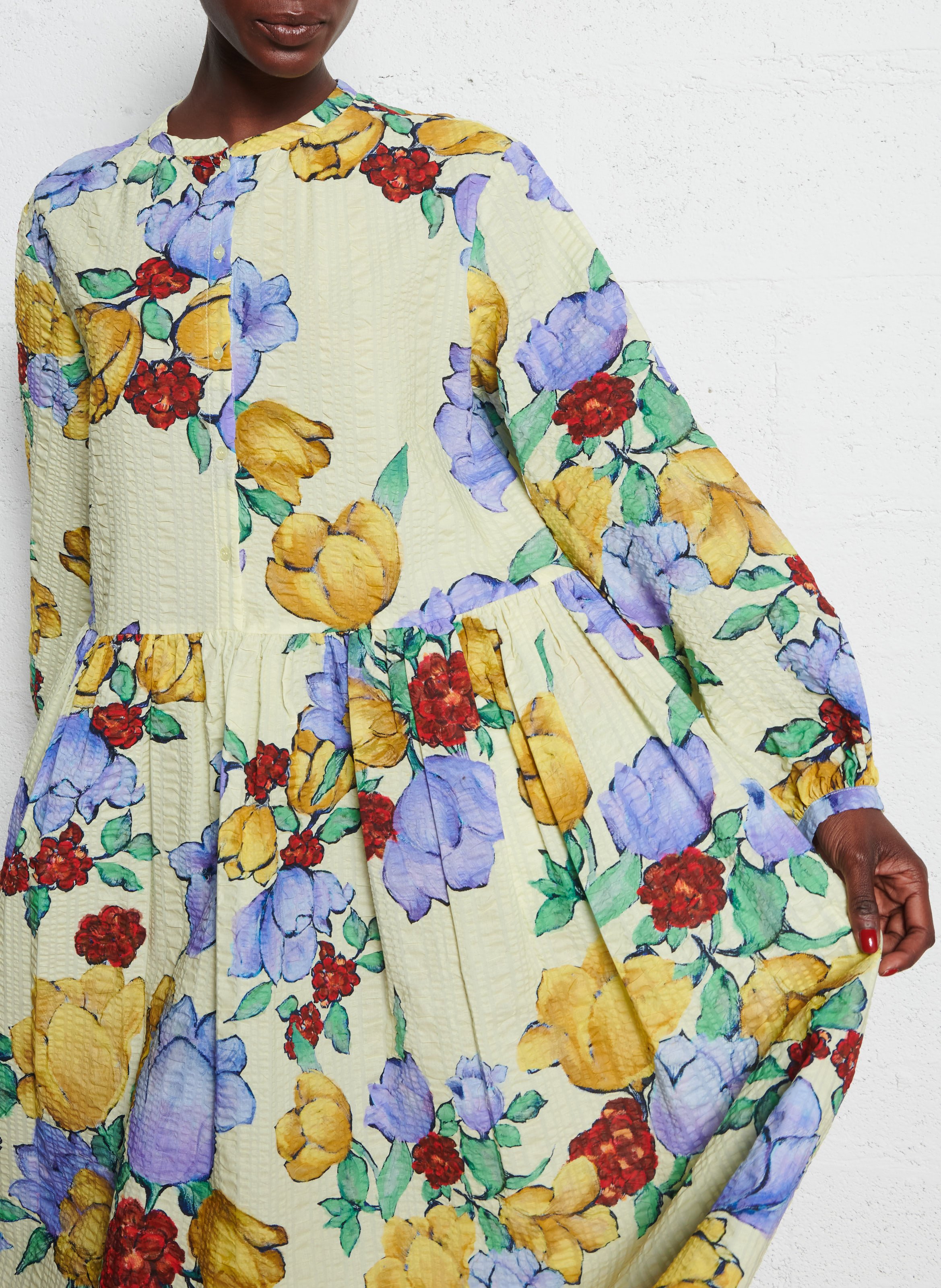 Robe midi col rond en coton bio STELLA NOVA Multicolore