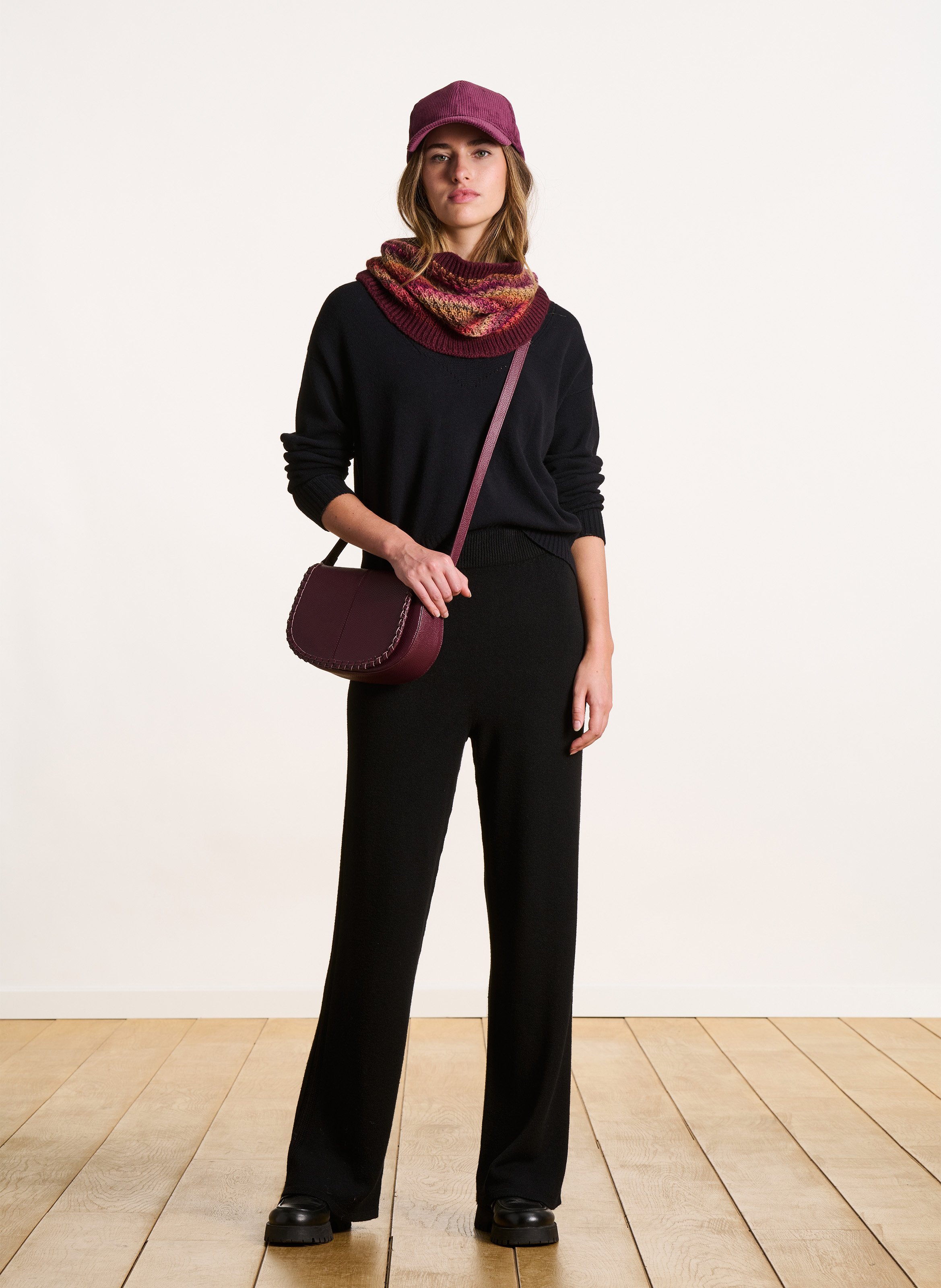 Wide-leg knit pants LA FEE MARABOUTEE Black