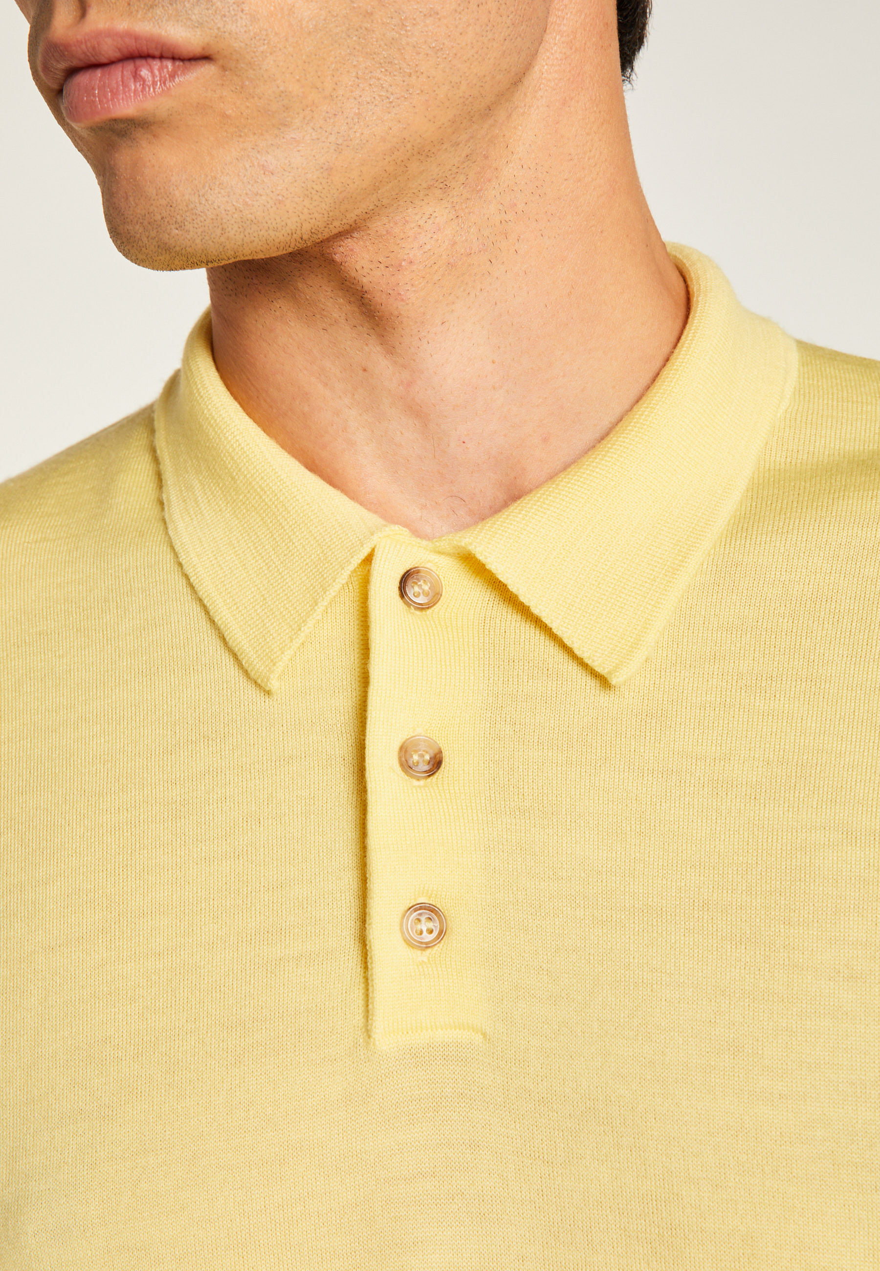 Long-sleeve Merino wool polo MAISON MONTAGUT Yellow