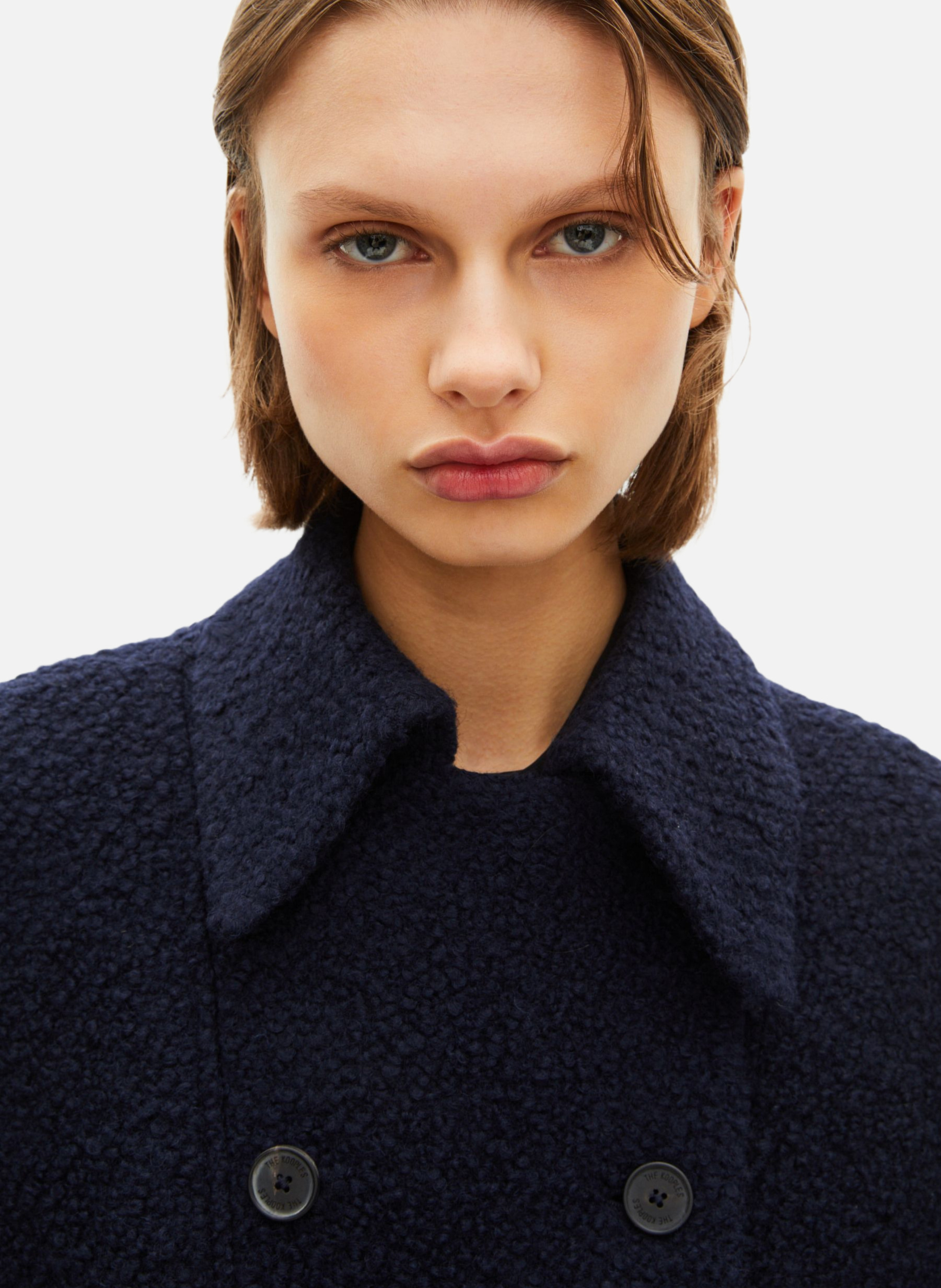 Bouclé wool coat THE KOOPLES Blue