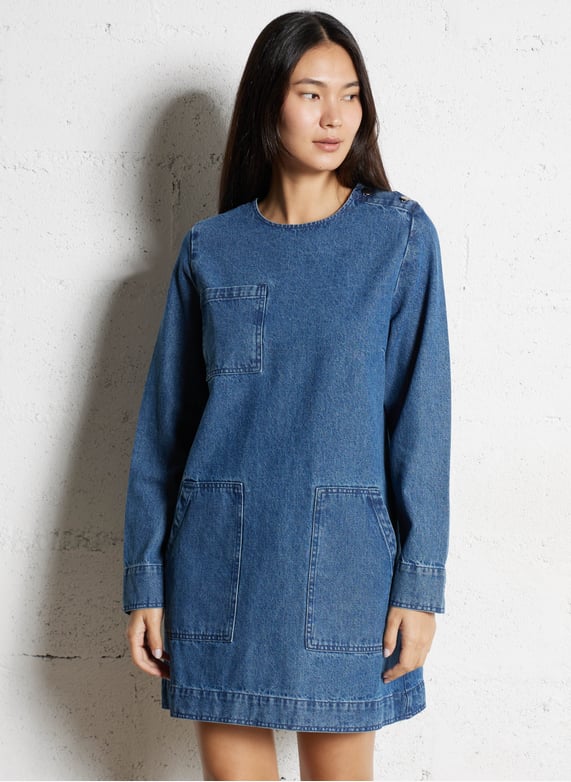 ikks denim dress Long open sides waterless denim dress IKKS