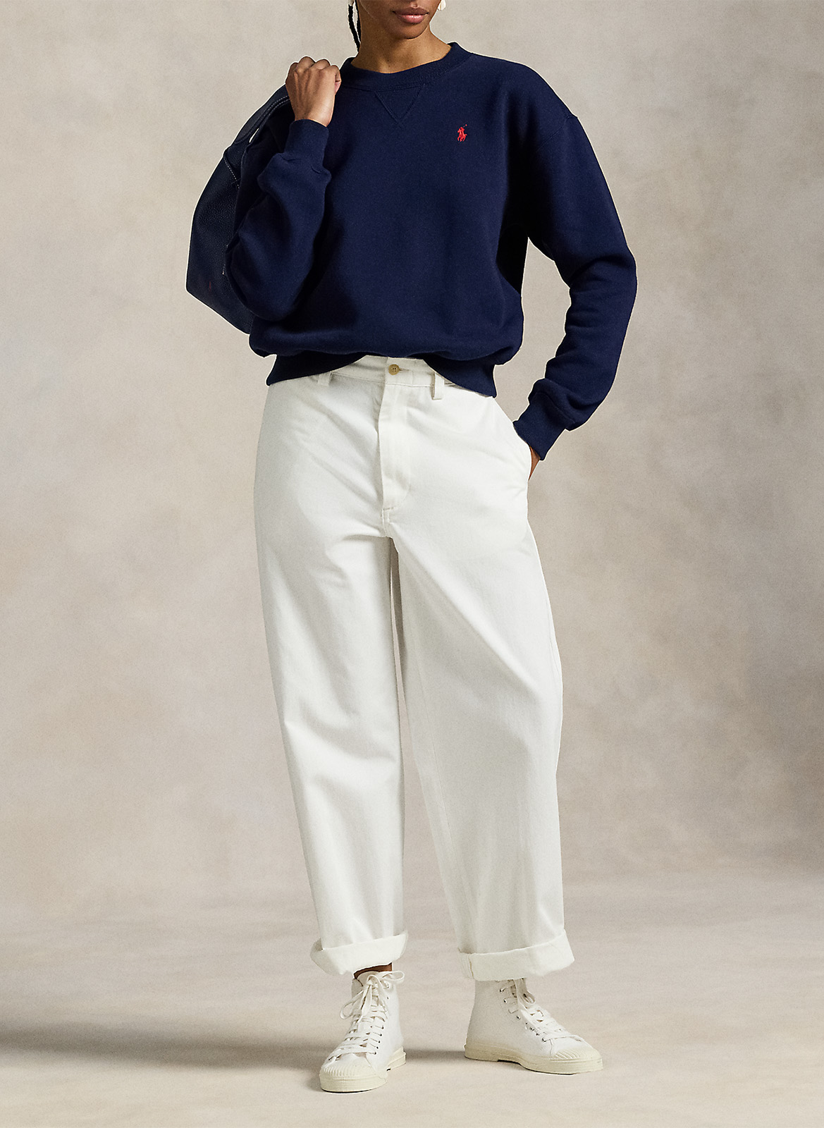 Sweat col rond en coton mélangé POLO RALPH LAUREN Bleu