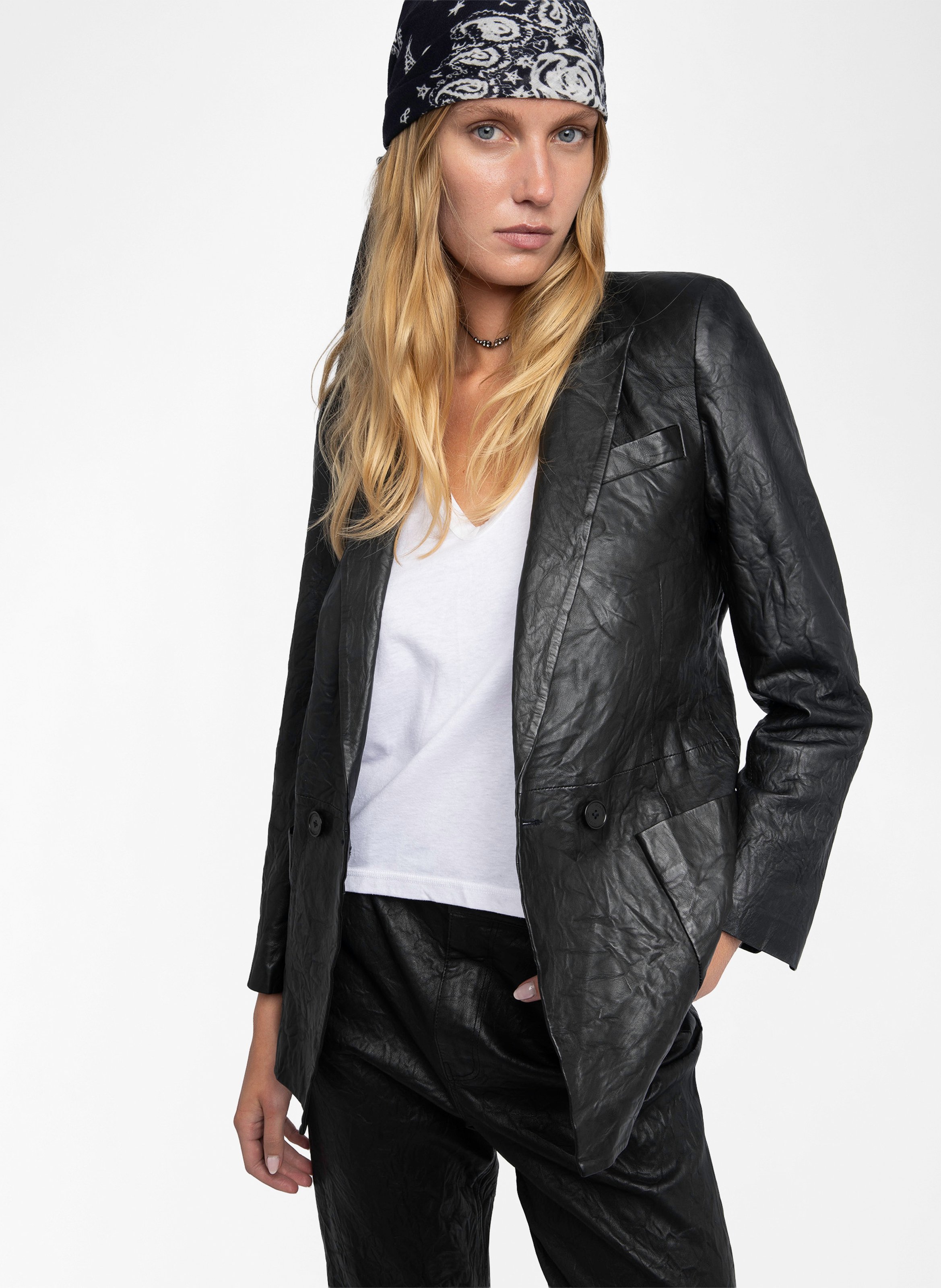 Leather jacket with tailored collar ZADIG&VOLTAIRE Black
