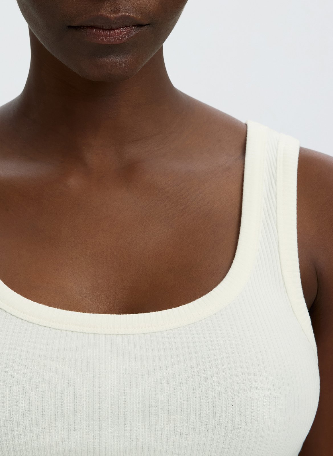 Débardeur droit col rond en coton bio mélangé SELECTED Blanc