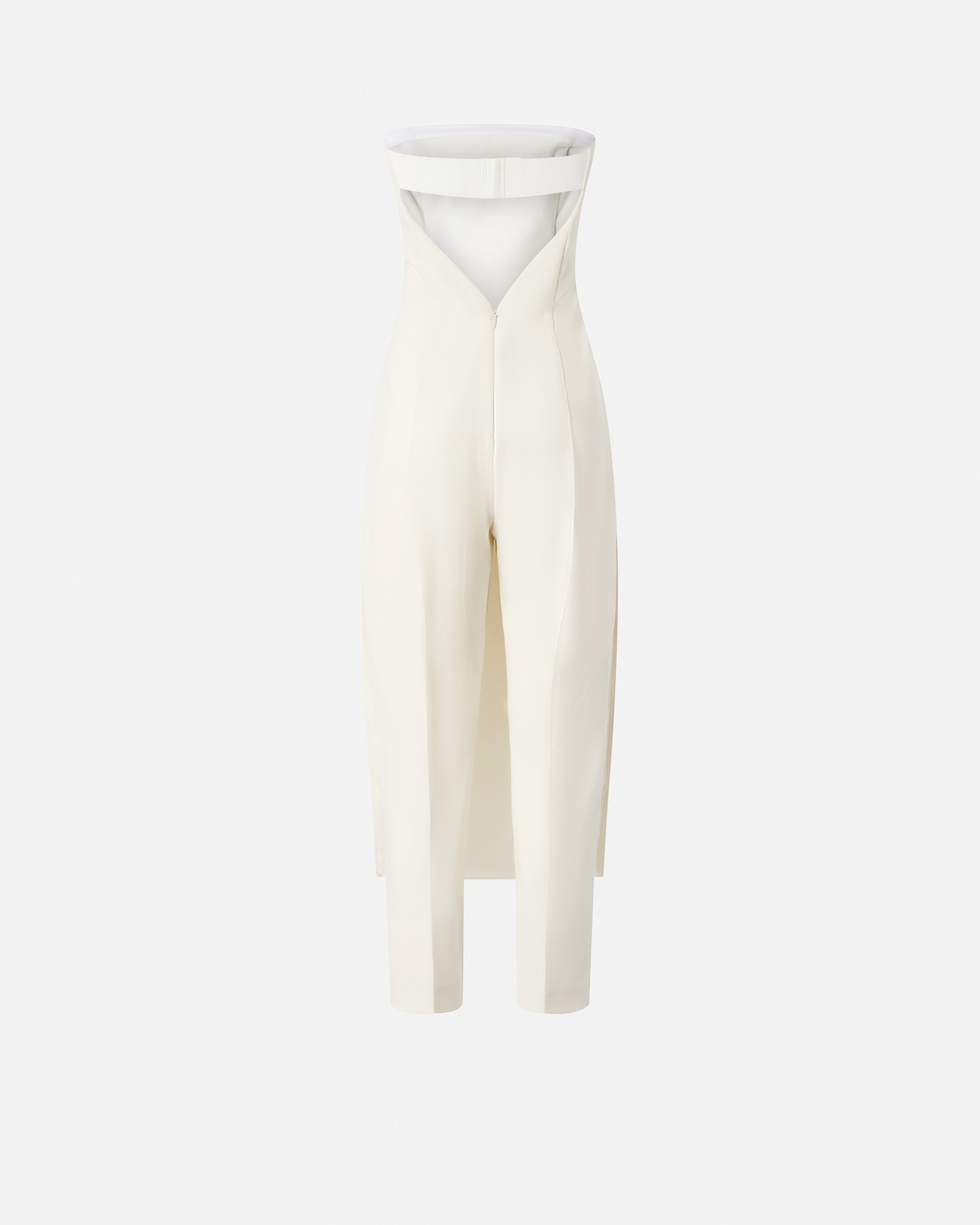 One-piece jumpsuit with skirt front effect. PINKO White