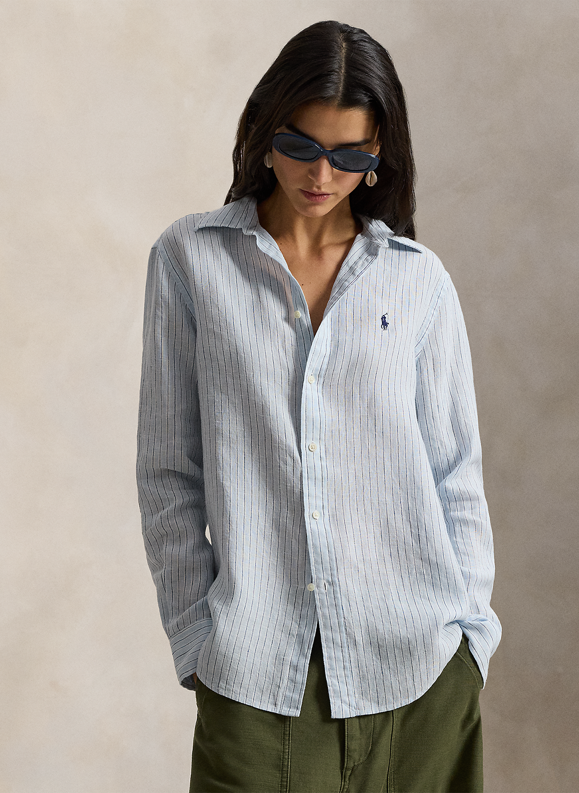 Recht, linnen overhemd met klassieke kraag POLO RALPH LAUREN