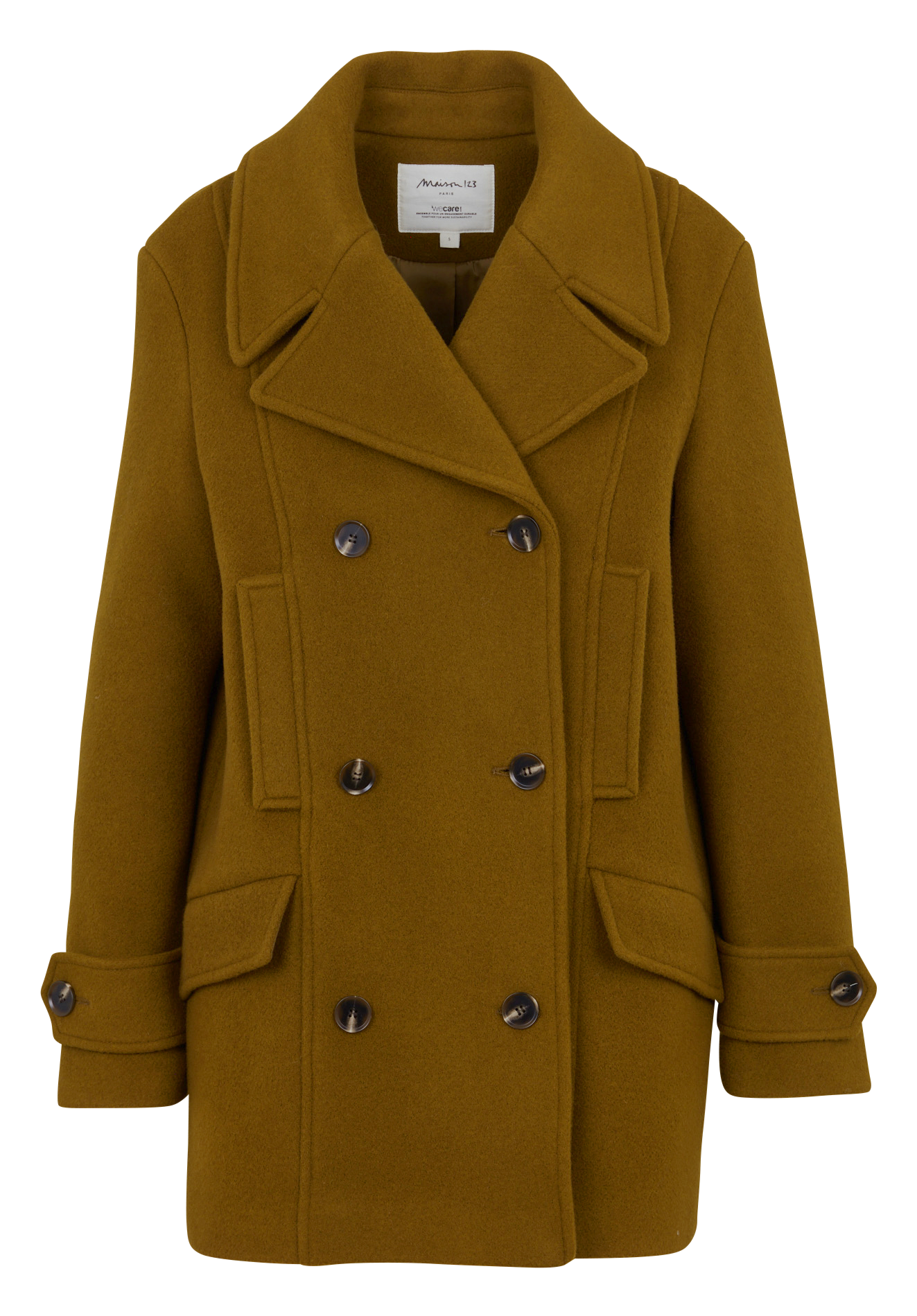 Manteau col tailleur en laine mélangée MAISON 123 Vert