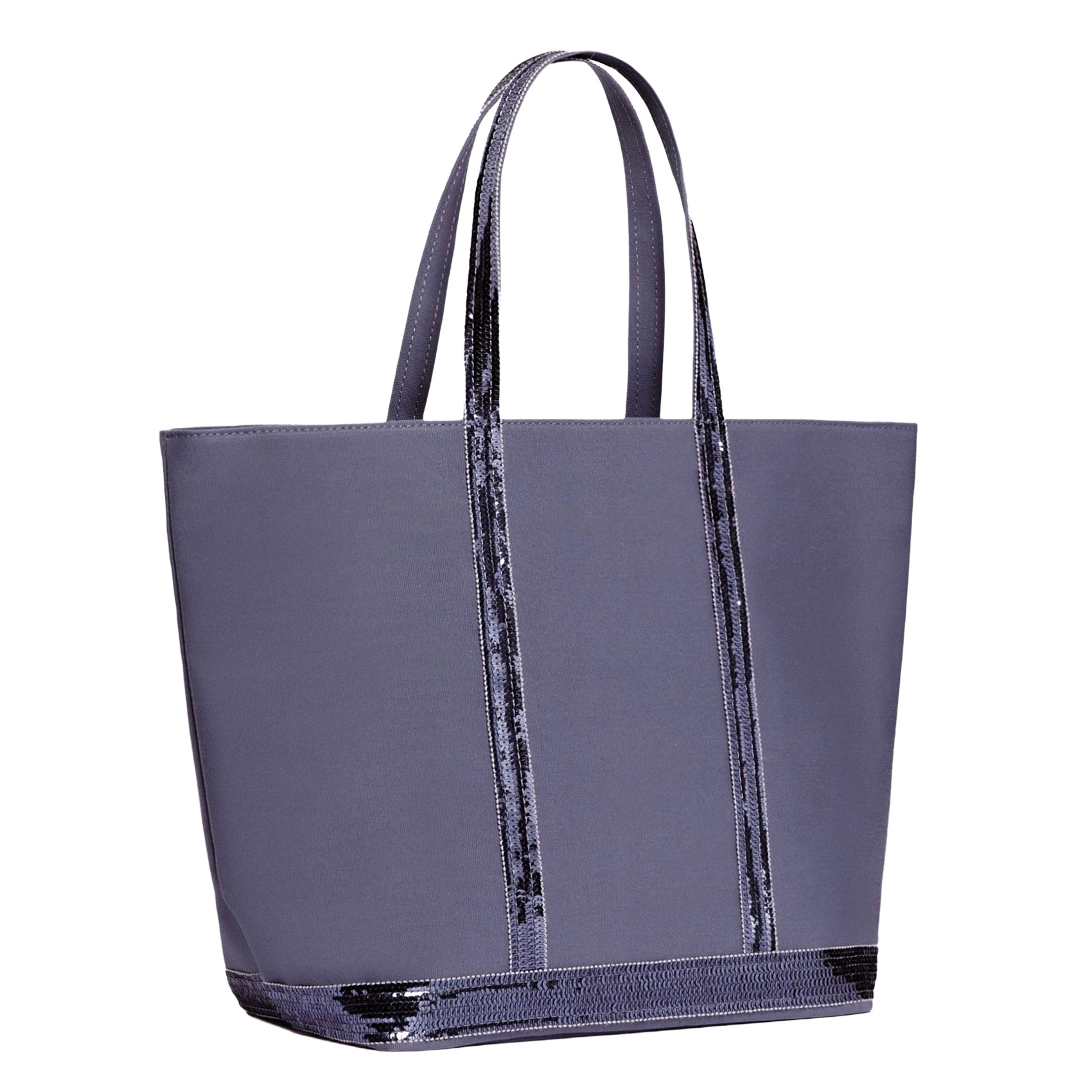 Shopper aus Baumwoll-Canvas mit Pailletten Blau