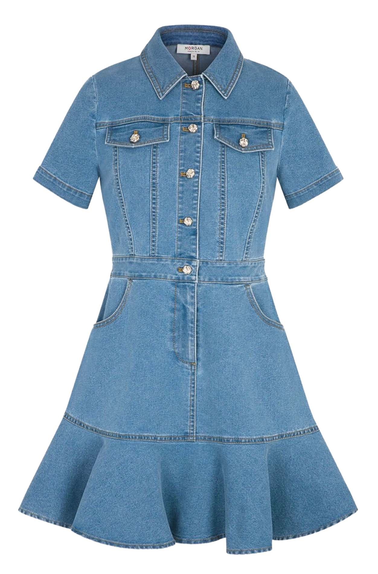 Robe courte cintrée en jean MORGAN Bleu