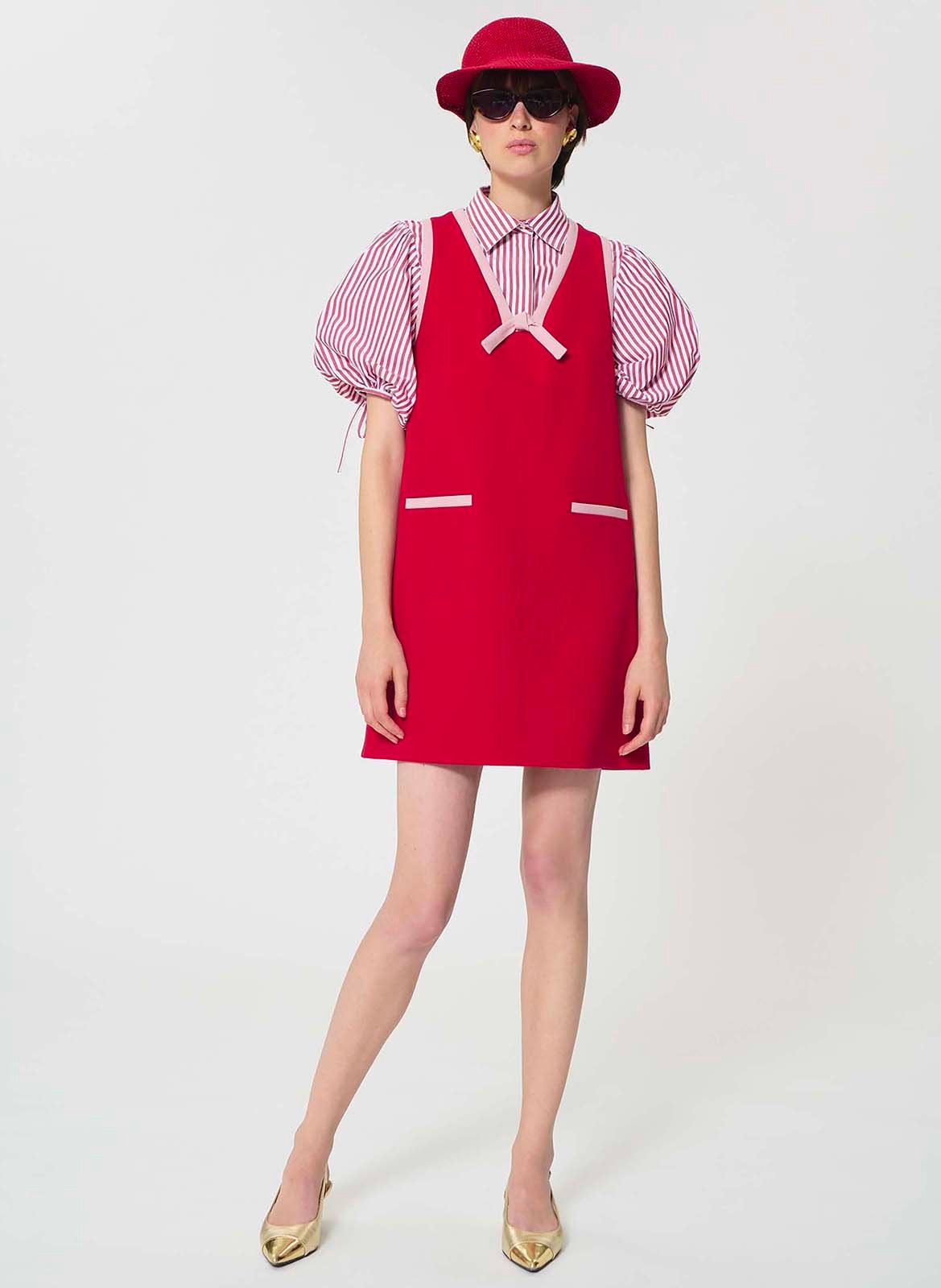 Jurk zonder mouwen met V-hals TARA JARMON Rood