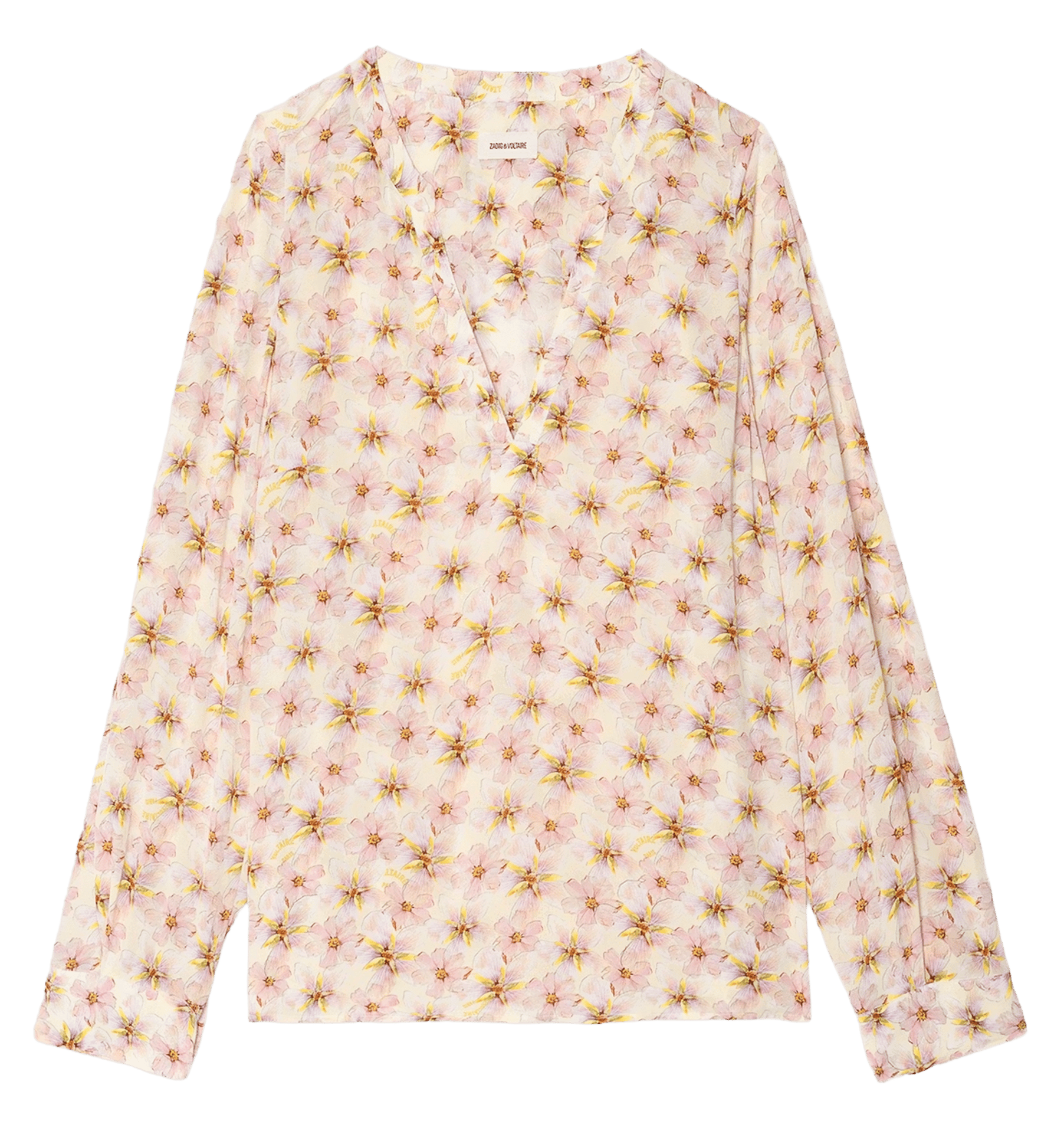 Blouse col tunisien à imprimé fleuri ZADIG&VOLTAIRE Jaune