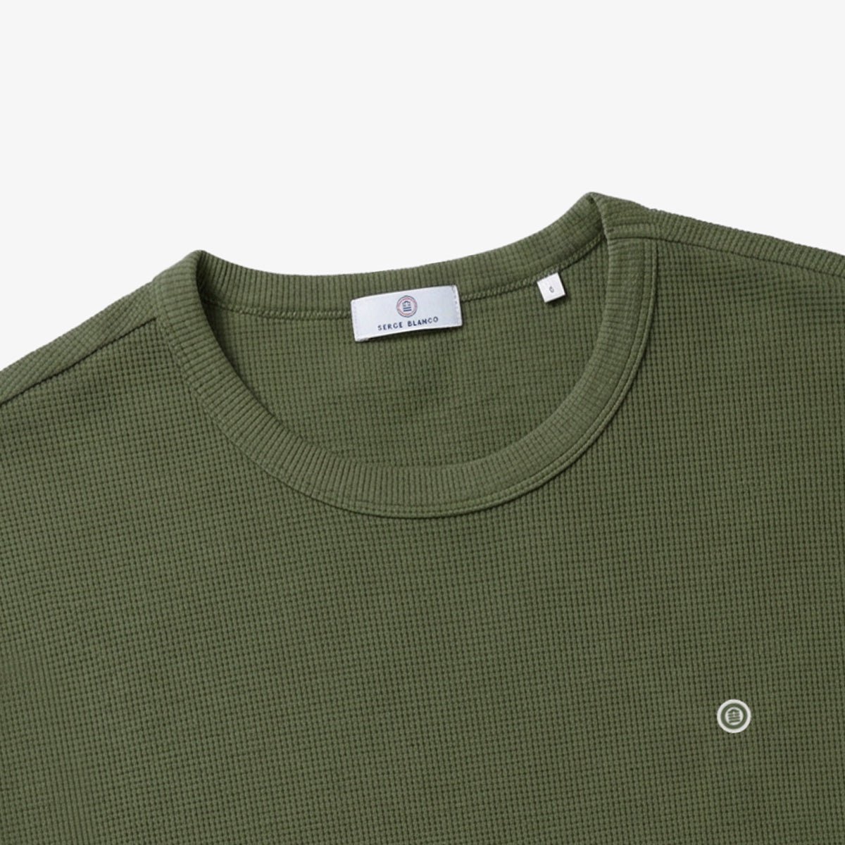 Round neck t-shirt in waffled cotton SERGE BLANCO Green