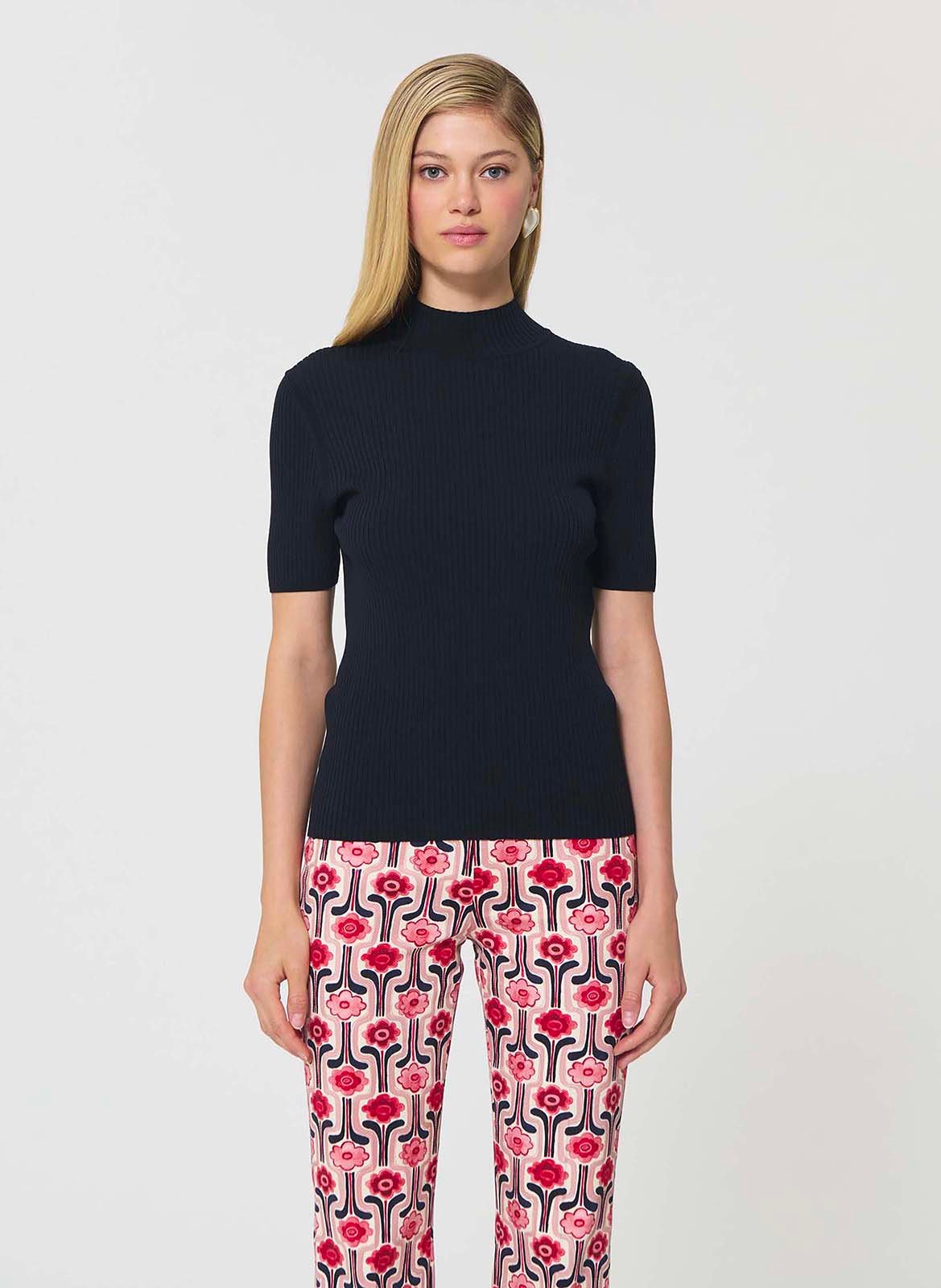 Sous-pull col montant manches courtes TARA JARMON Bleu