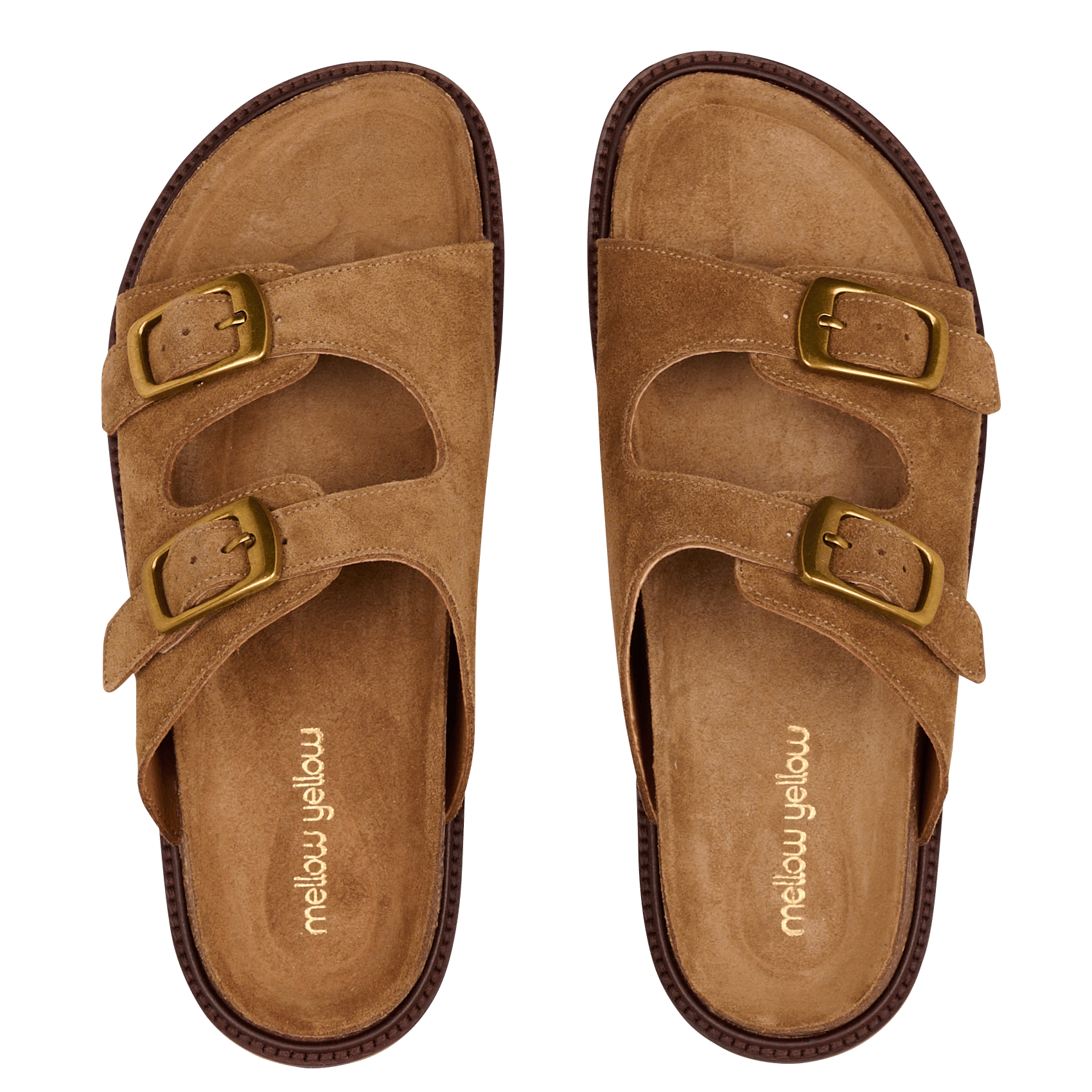 Platte, suède sandalen MELLOW YELLOW Bruin