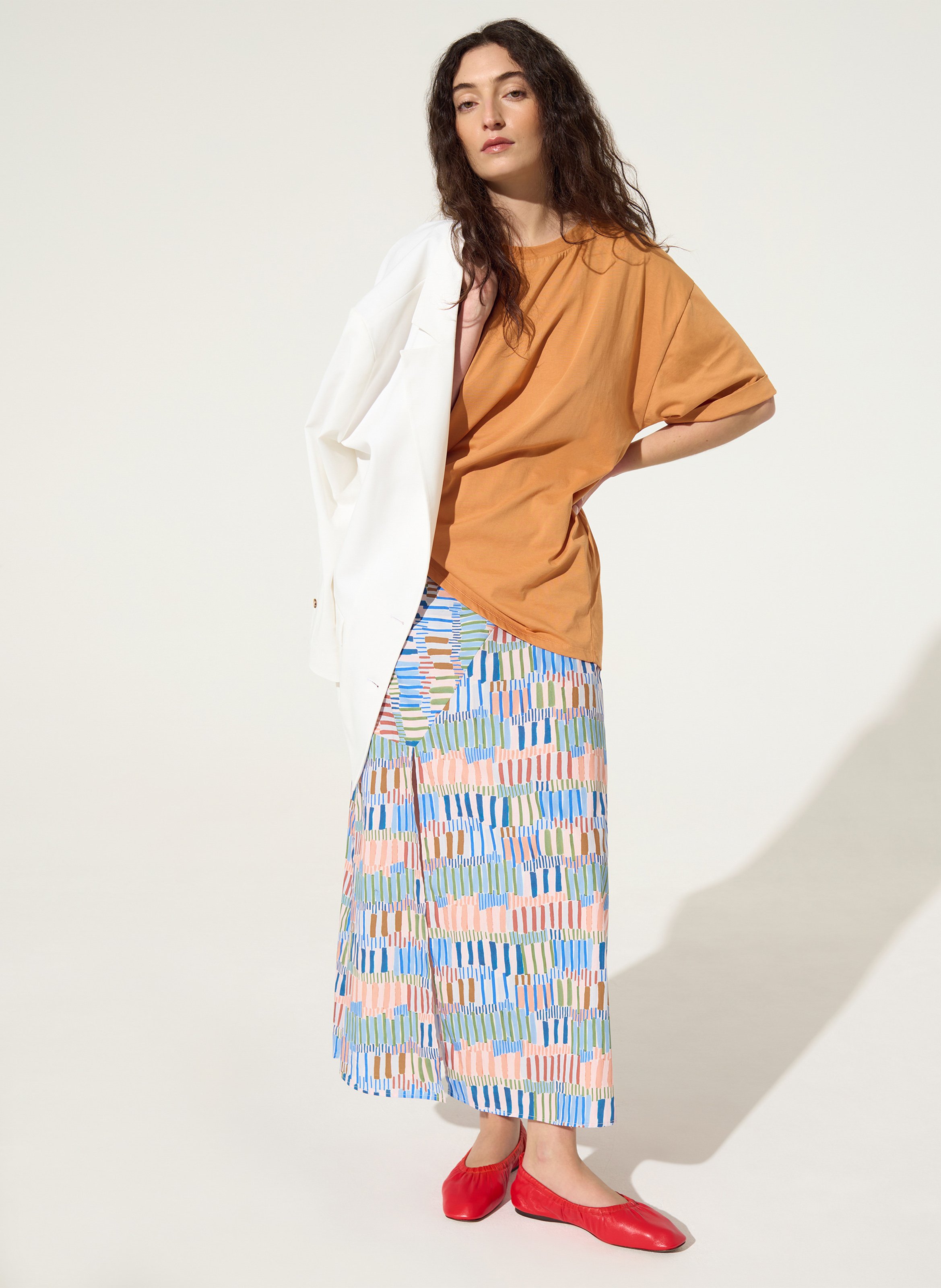 Jupe longue en coton imprimé COTELAC ACOTE Bleu