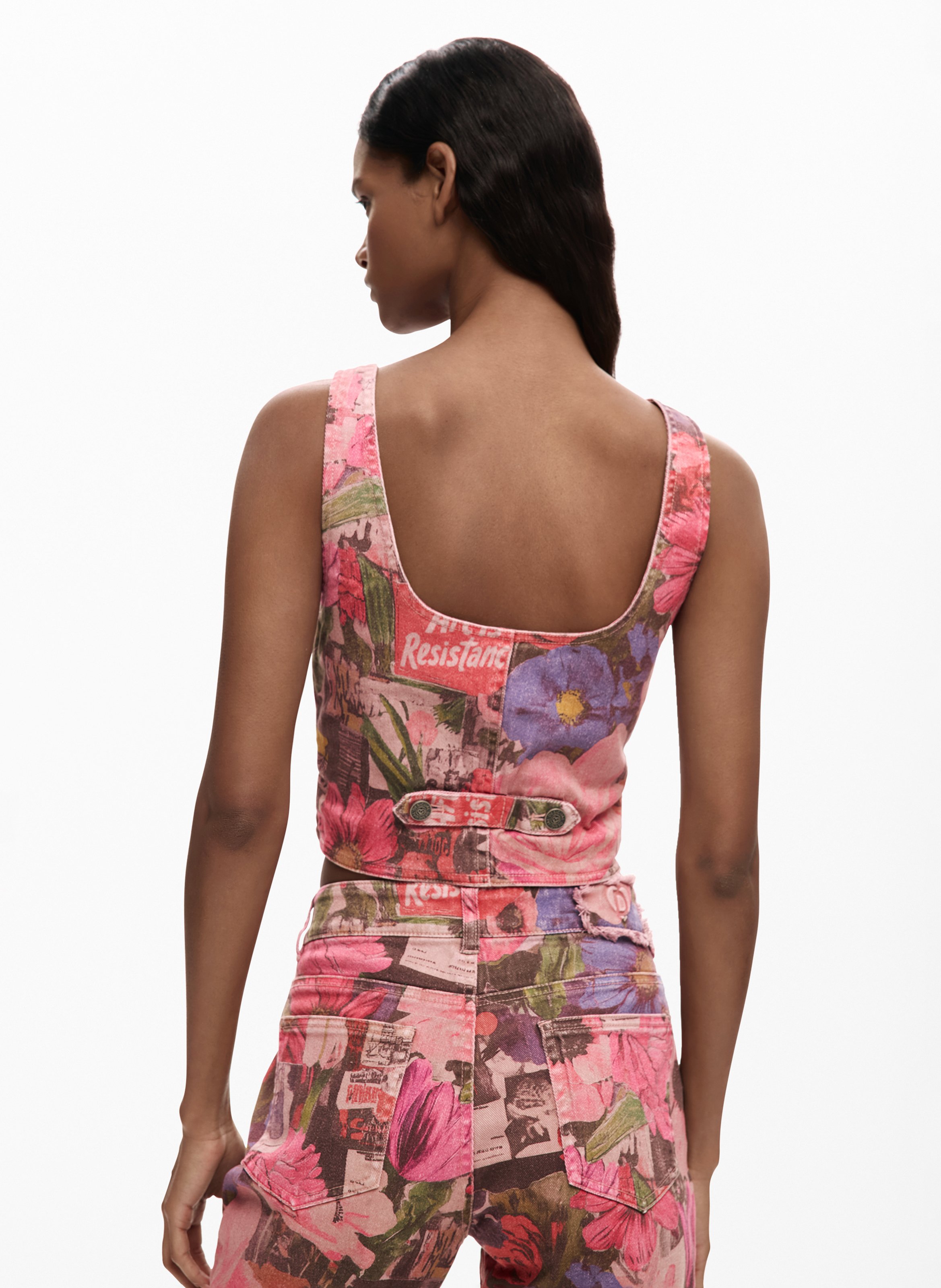 Top court imprimé DESIGUAL Red