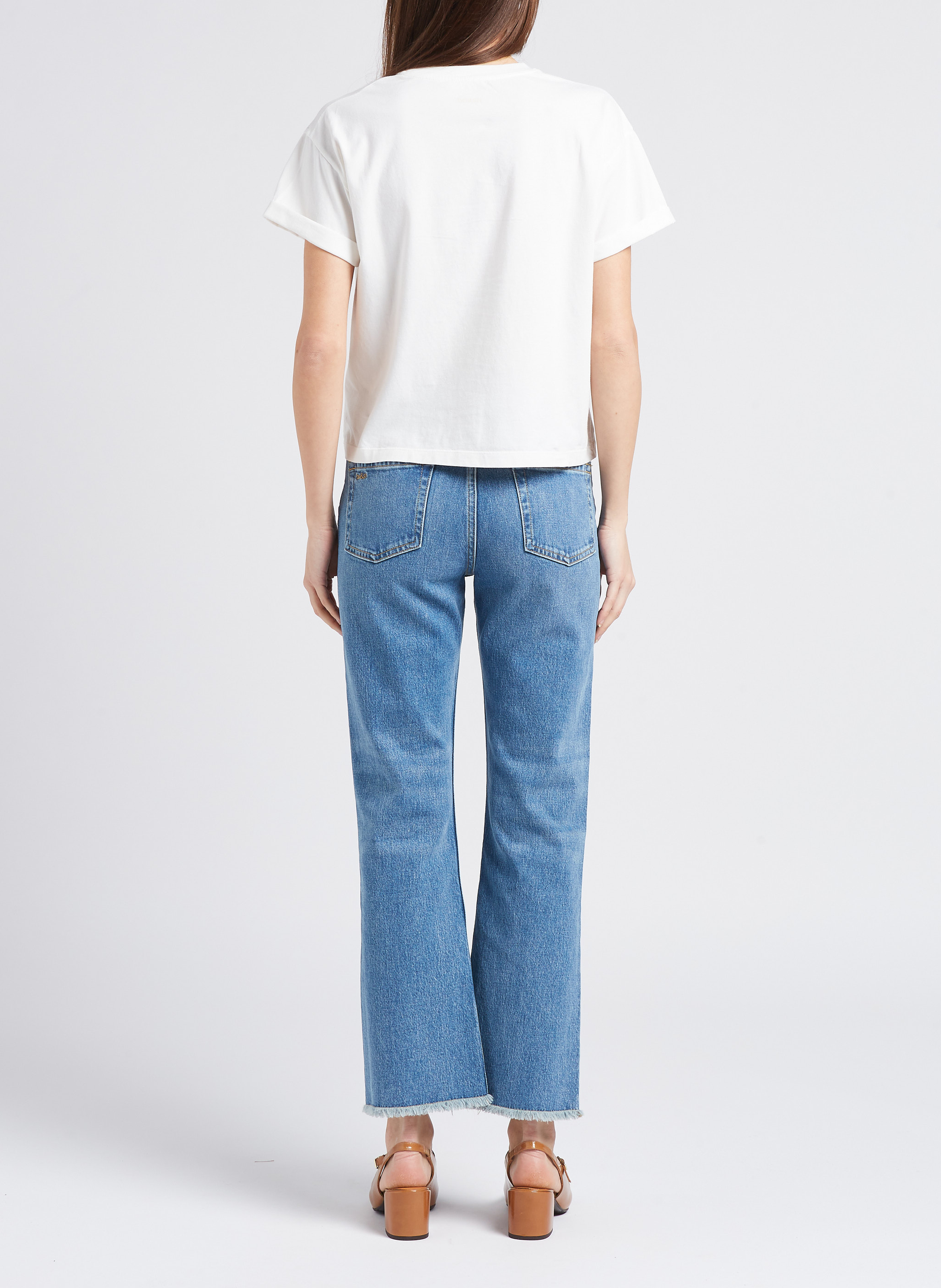 Tee-shirt droit col rond en coton BA&SH Beige