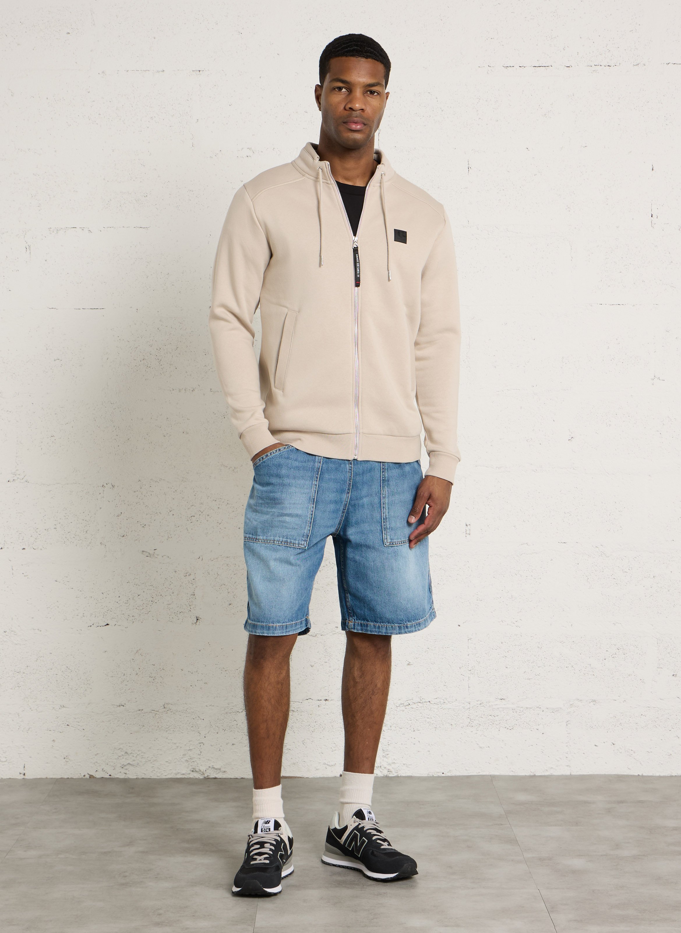 Cotton-blend sweater with zip-up neck LE TEMPS DES CERISES Grey