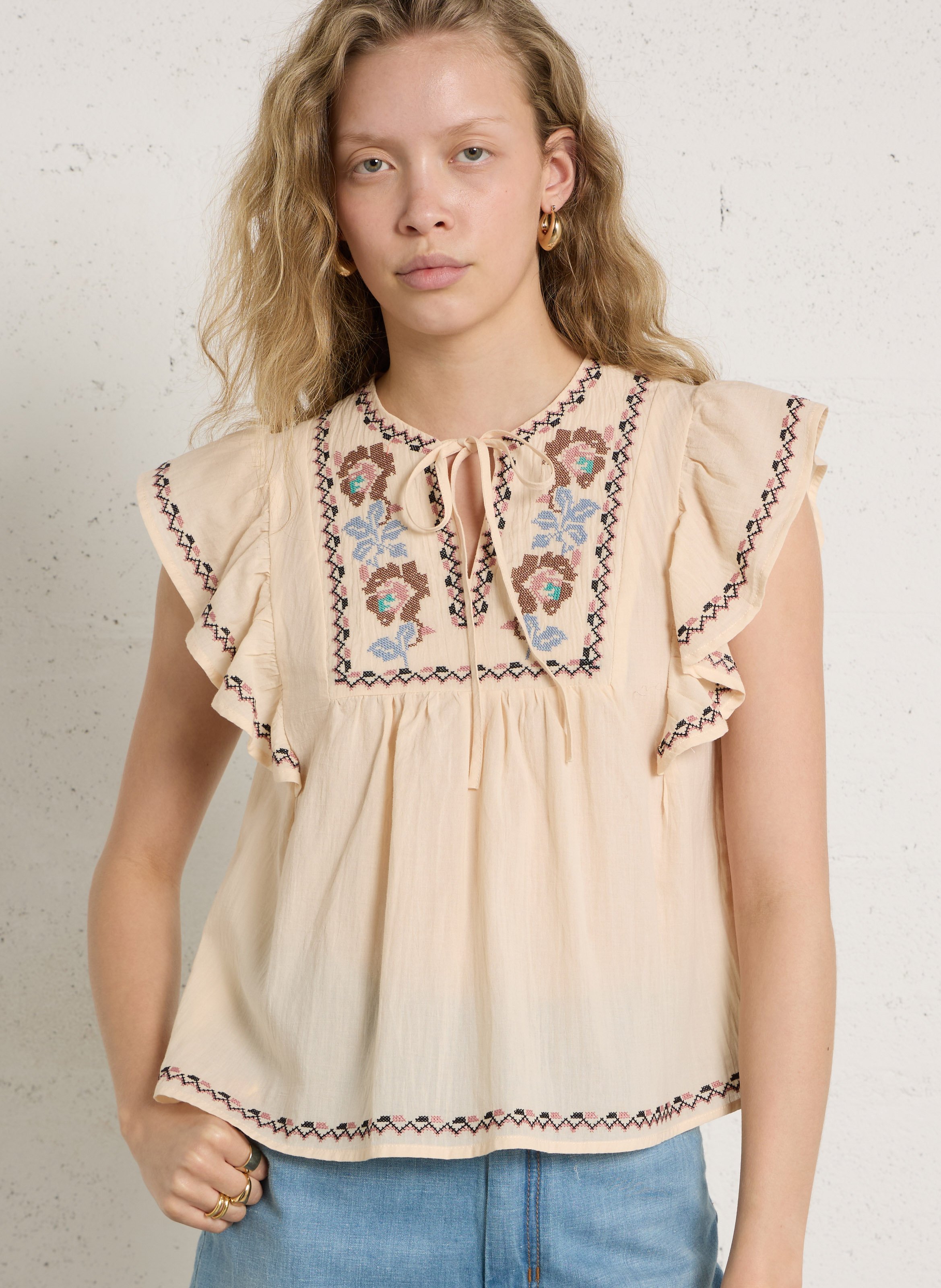 Top ample en coton THE KORNER Blanc