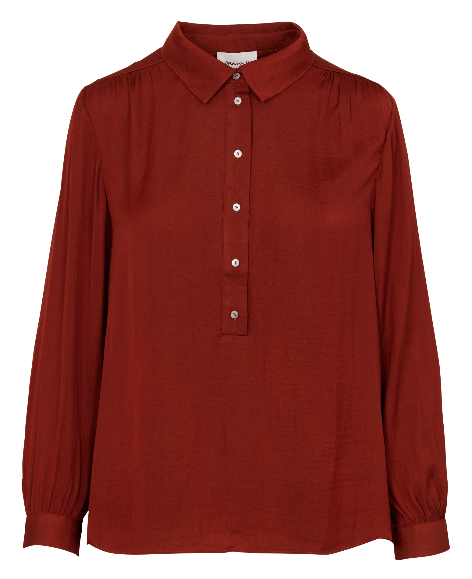 Soepele satijnen knoopblouse MAISON 123 Rood