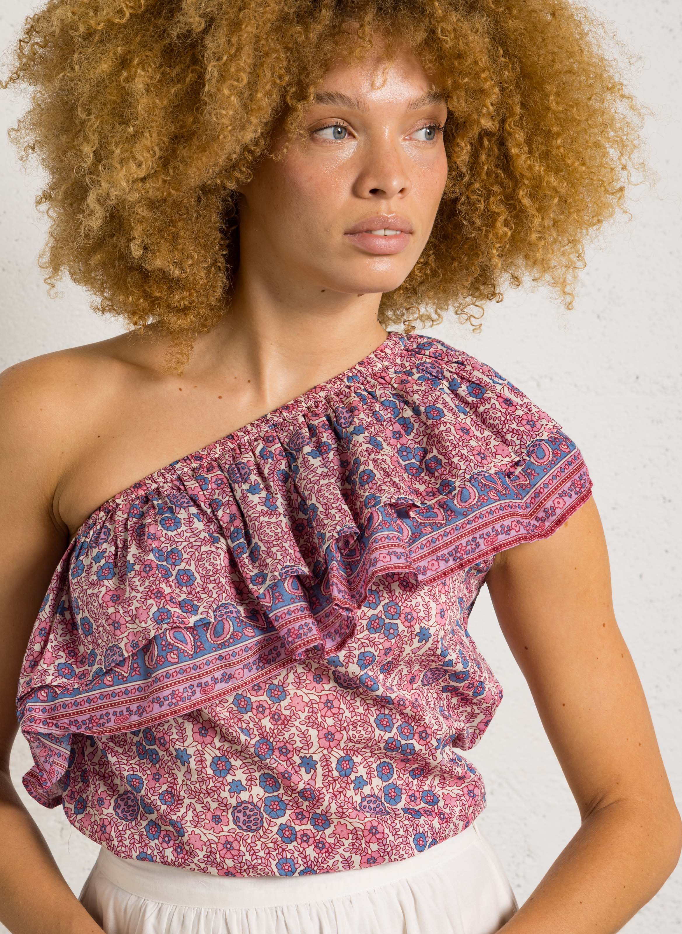 Asymmetrisches Top aus Baumwolle PETITE MENDIGOTE Beige