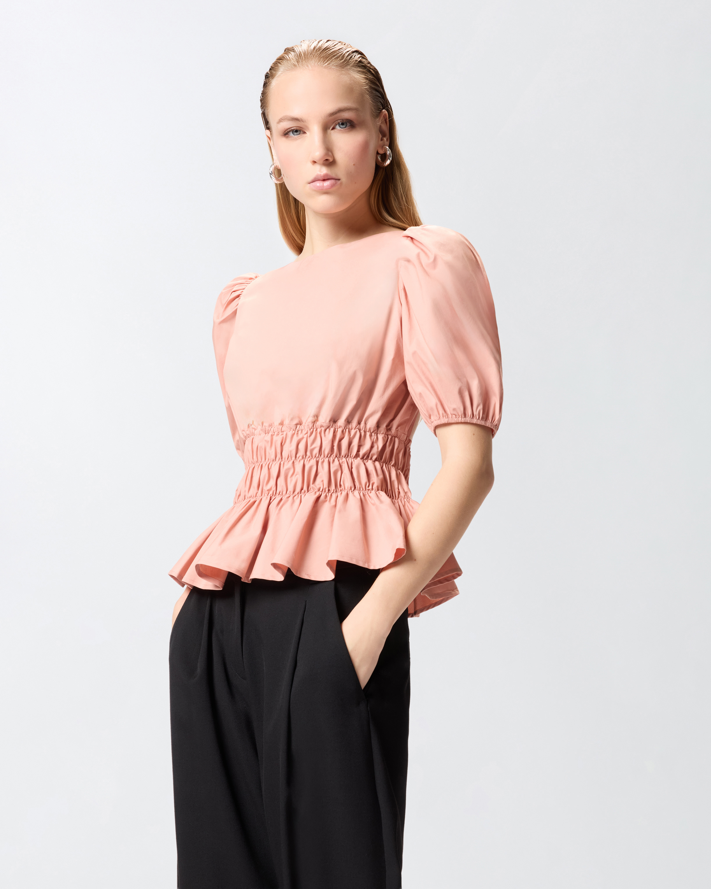 Haut cropped dos nu volanté PINKO Rose