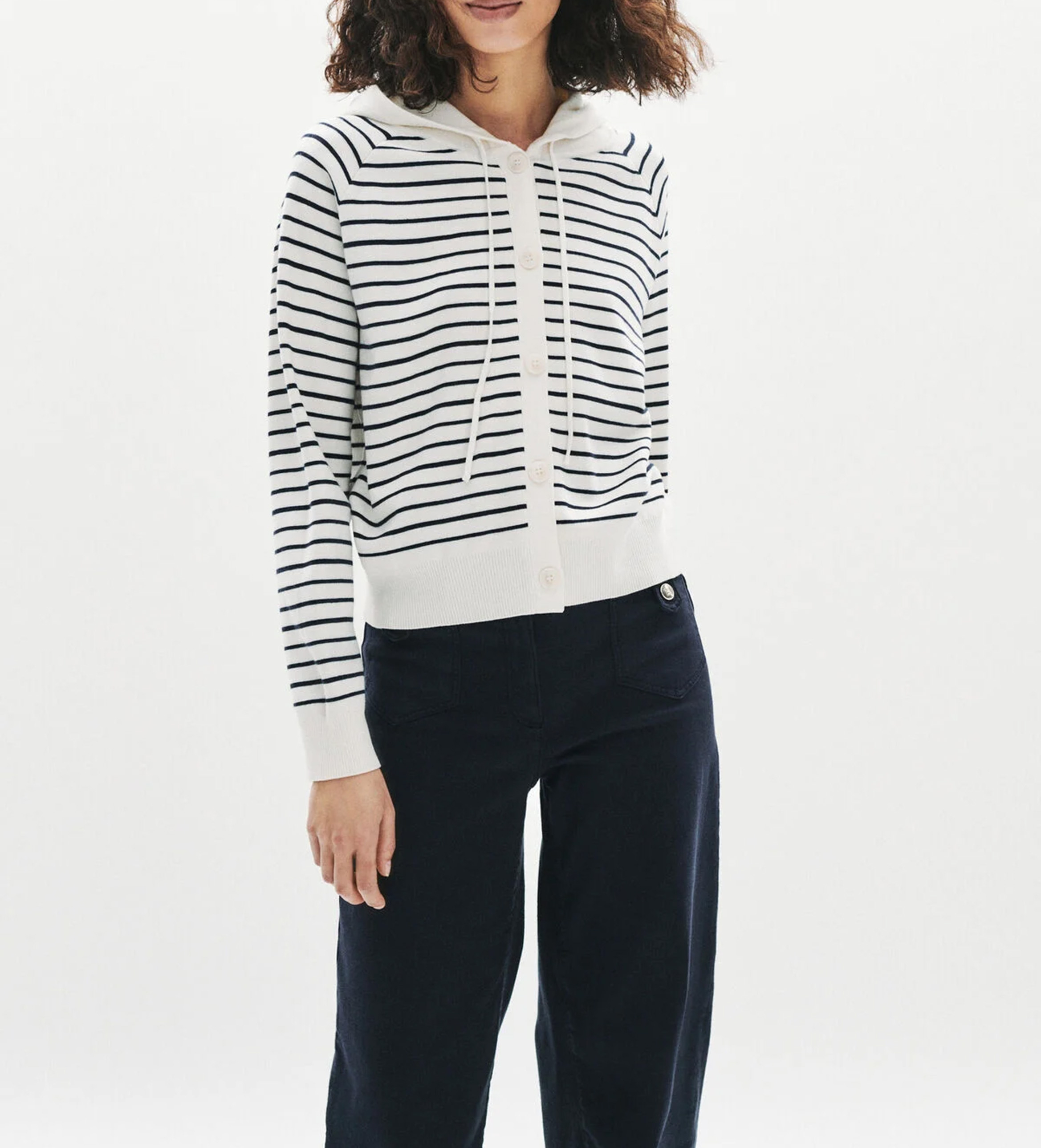 Gilet rayé à capuche  CAROLL Bleu