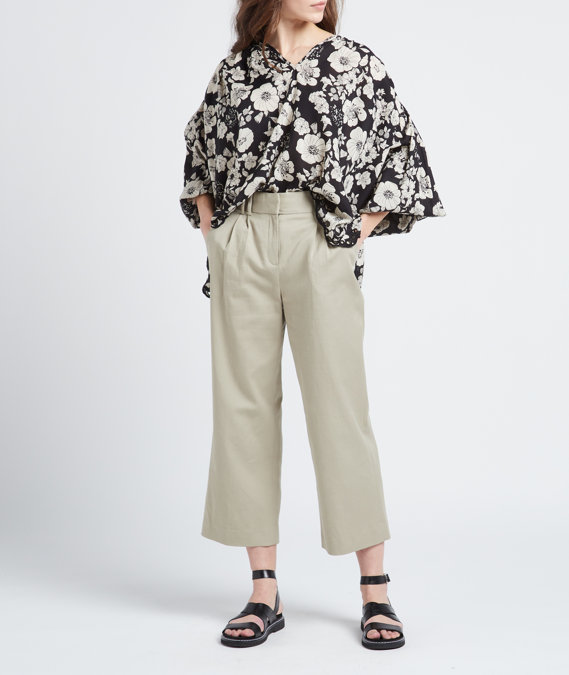 Blouse col V imprimé SWILDENS Noir