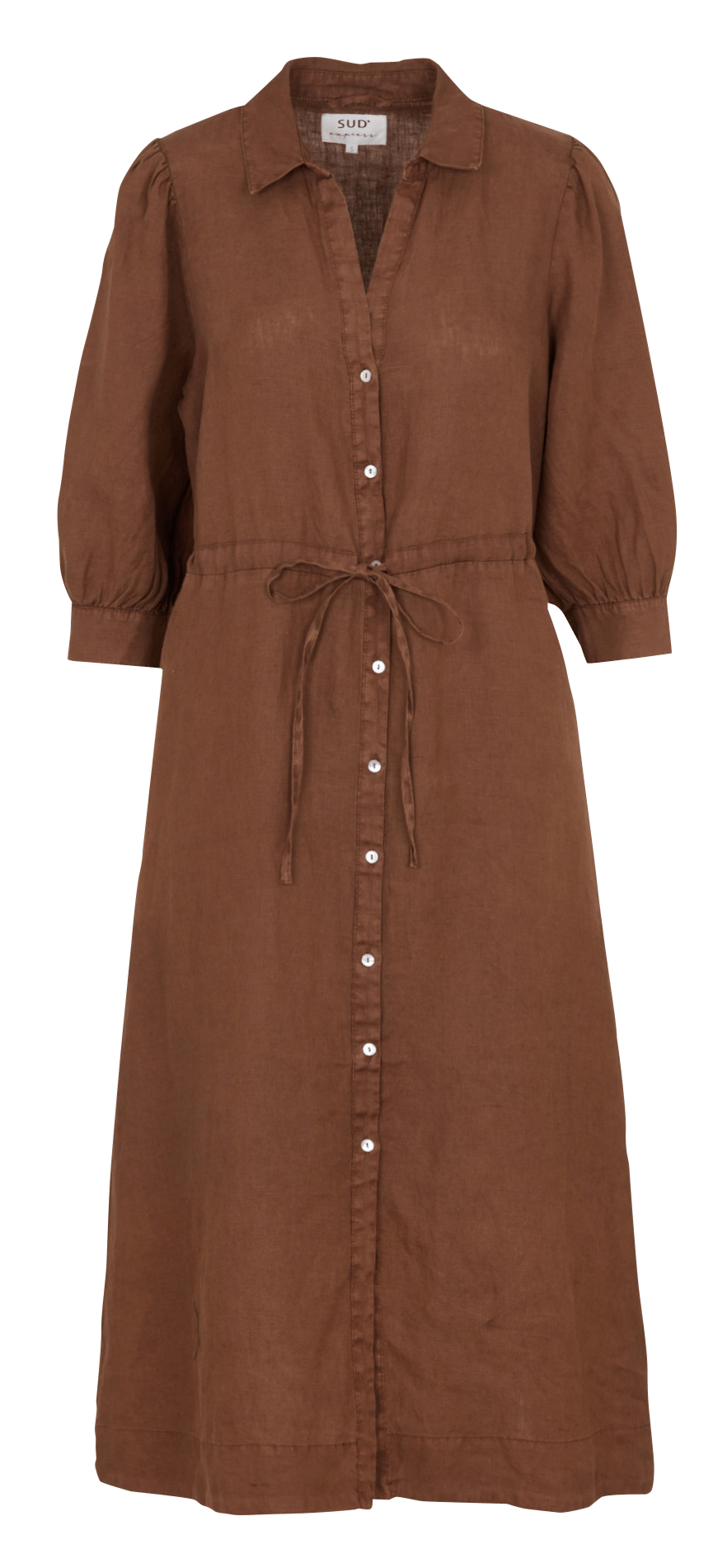 Lange wijdvallende linnen jurk SUD EXPRESS