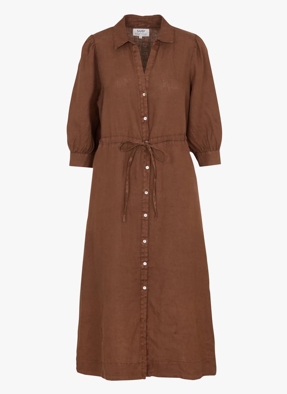 Flowy linen maxi dress Brown Sud express - Women | Place des Tendances Flowy linen maxi dress Brown Sud express - Women | Place des Tendances